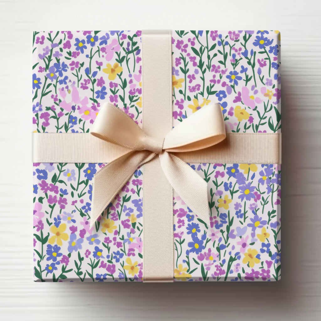 Floral Patterned Gift Box with Cream Bow Decoration