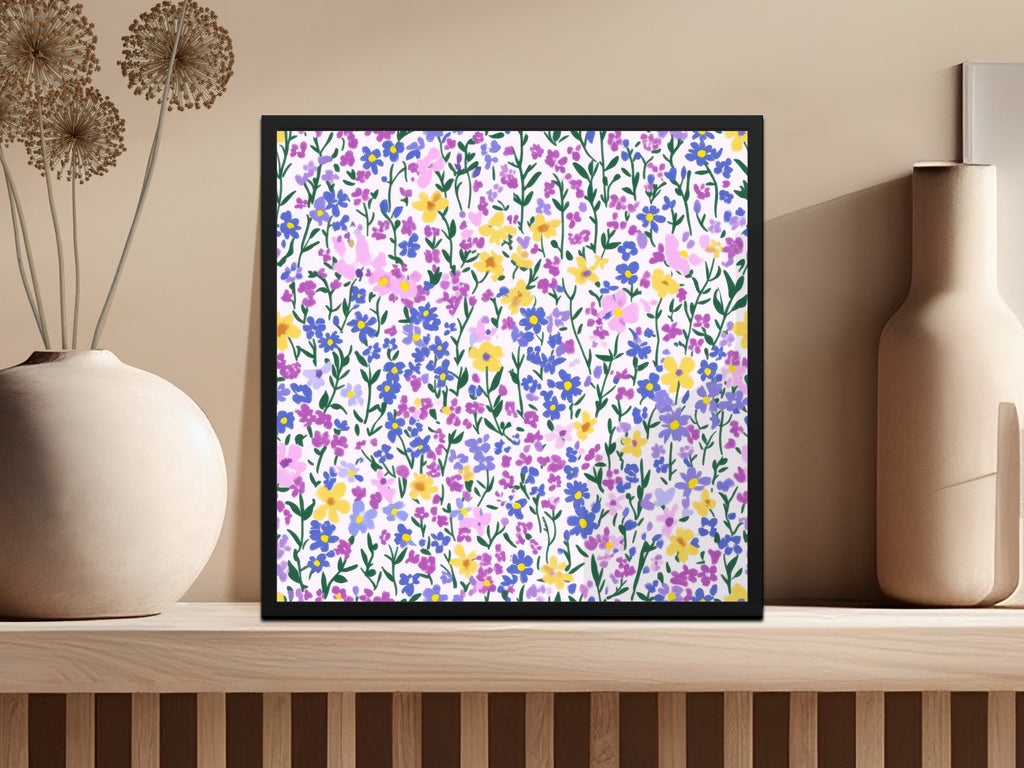 Vibrant Floral Art Print with Colorful Wildflowers