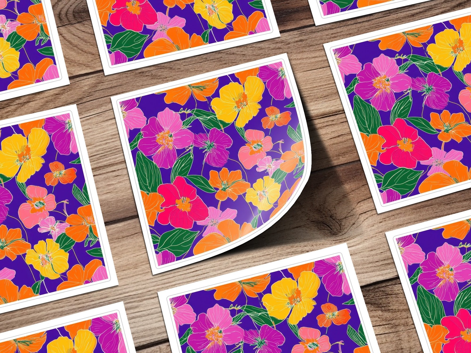 Purple Preppy Digital Paper, Groovy Floral Background, 60s Floral Pattern, Seamless Flowers, Flower Digital Design, Colorful Floral Art - Moore and Mountain