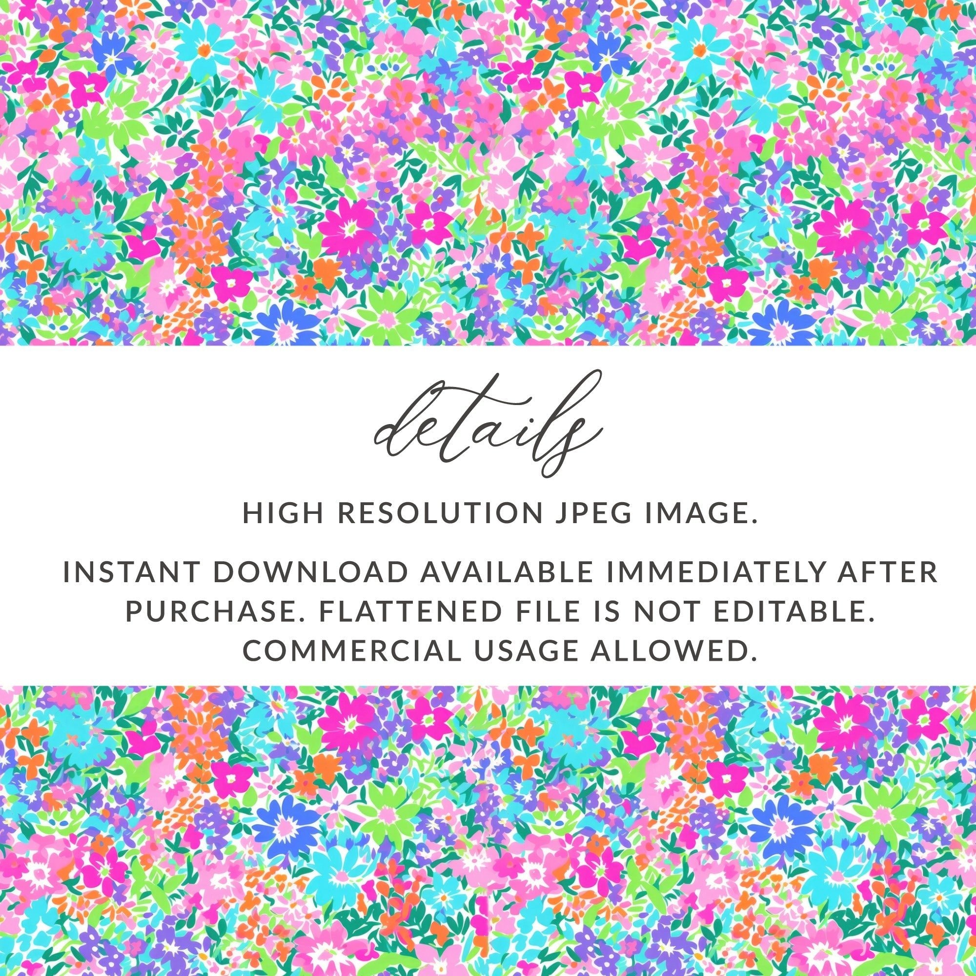 Ditsy Colorful Floral Pattern Digital Paper, Bright Flowers Seamless Pattern, Fun Print Design Download, Scrapbook Paper, Fabric Design - Moore and Mountain