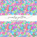 Ditsy Colorful Floral Pattern Digital Paper, Bright Flowers Seamless Pattern, Fun Print Design Download, Scrapbook Paper, Fabric Design - Moore and Mountain
