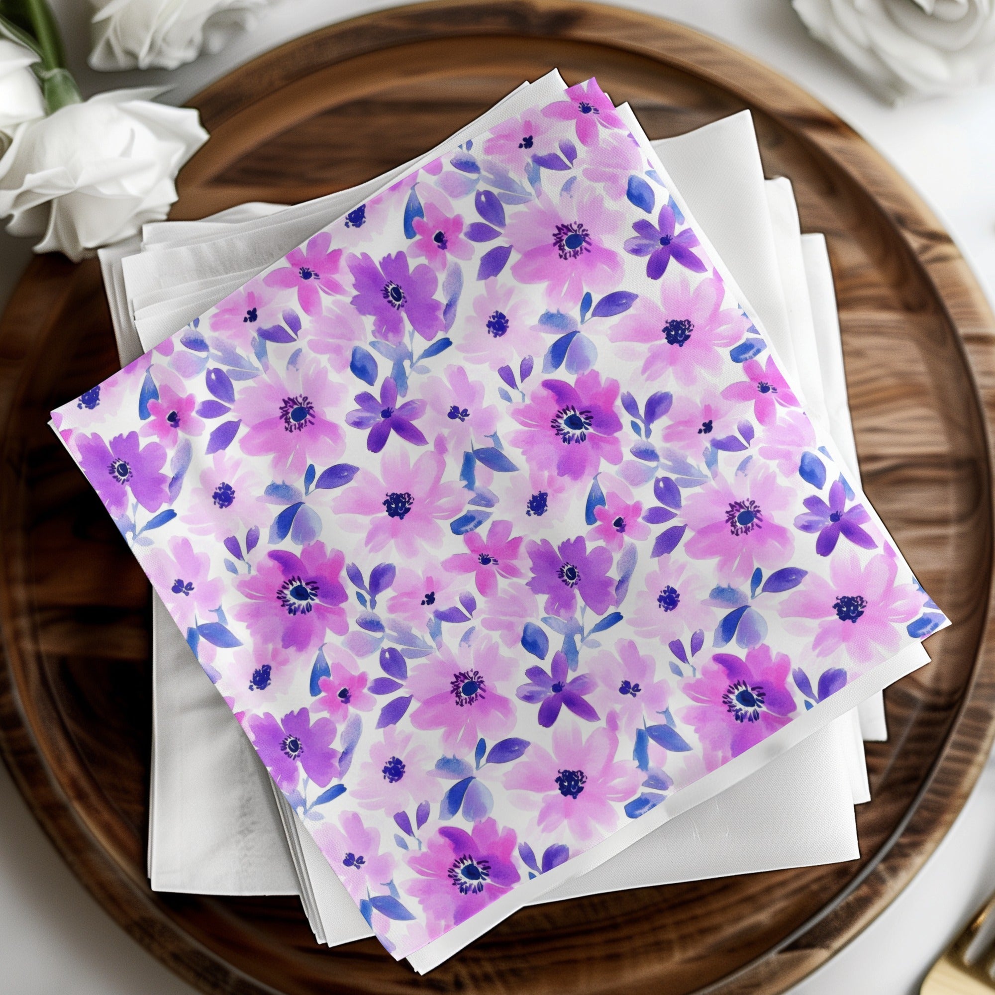 Purple Watercolor Floral Pattern Seamless Vibrants Painted Floral Purple Pattern - Moore and Mountain