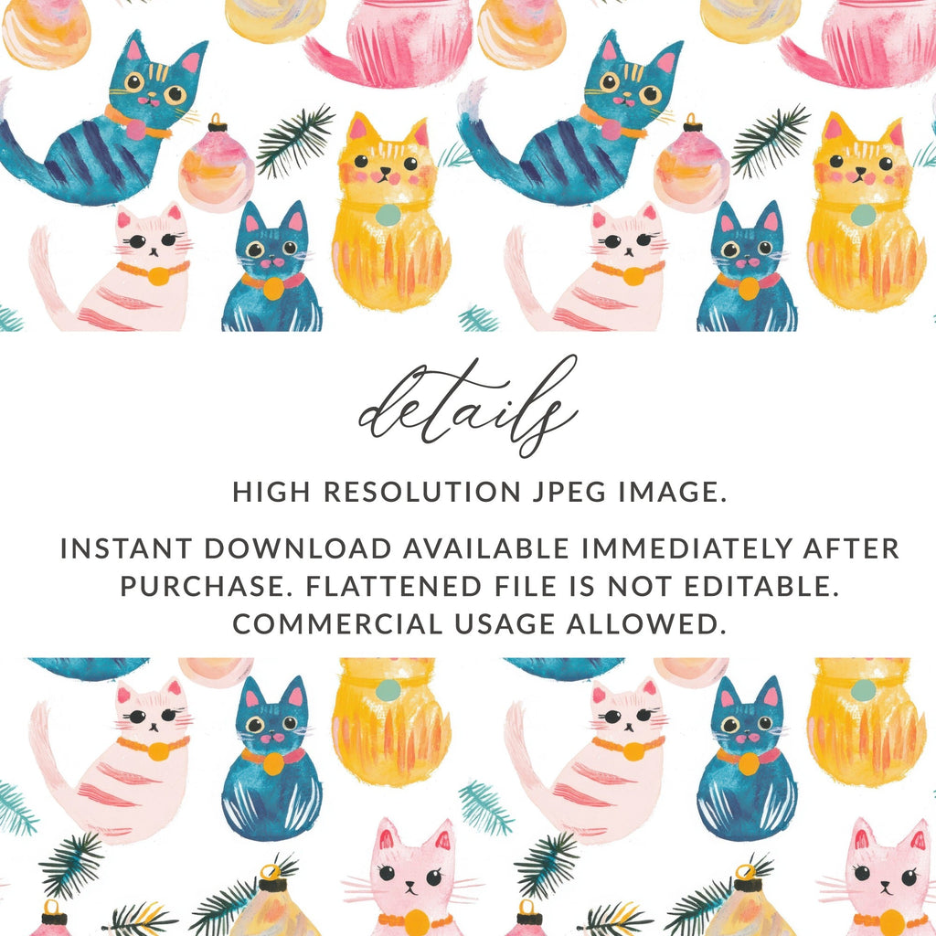 Quirky Seamless Cat Pattern Seamless Design Christmas Cats Digital - Moore and Mountain