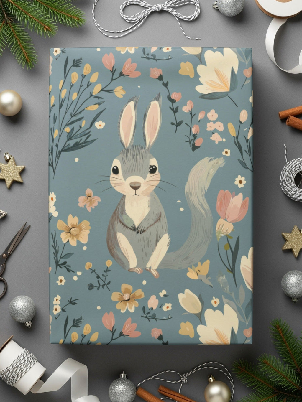 Rabbit Floral Digital Paper, Easter Pattern, Seamless Fabric Design, Bunny Background, Scrapbooking Paper, Floral JPEG Files - Moore and Mountain