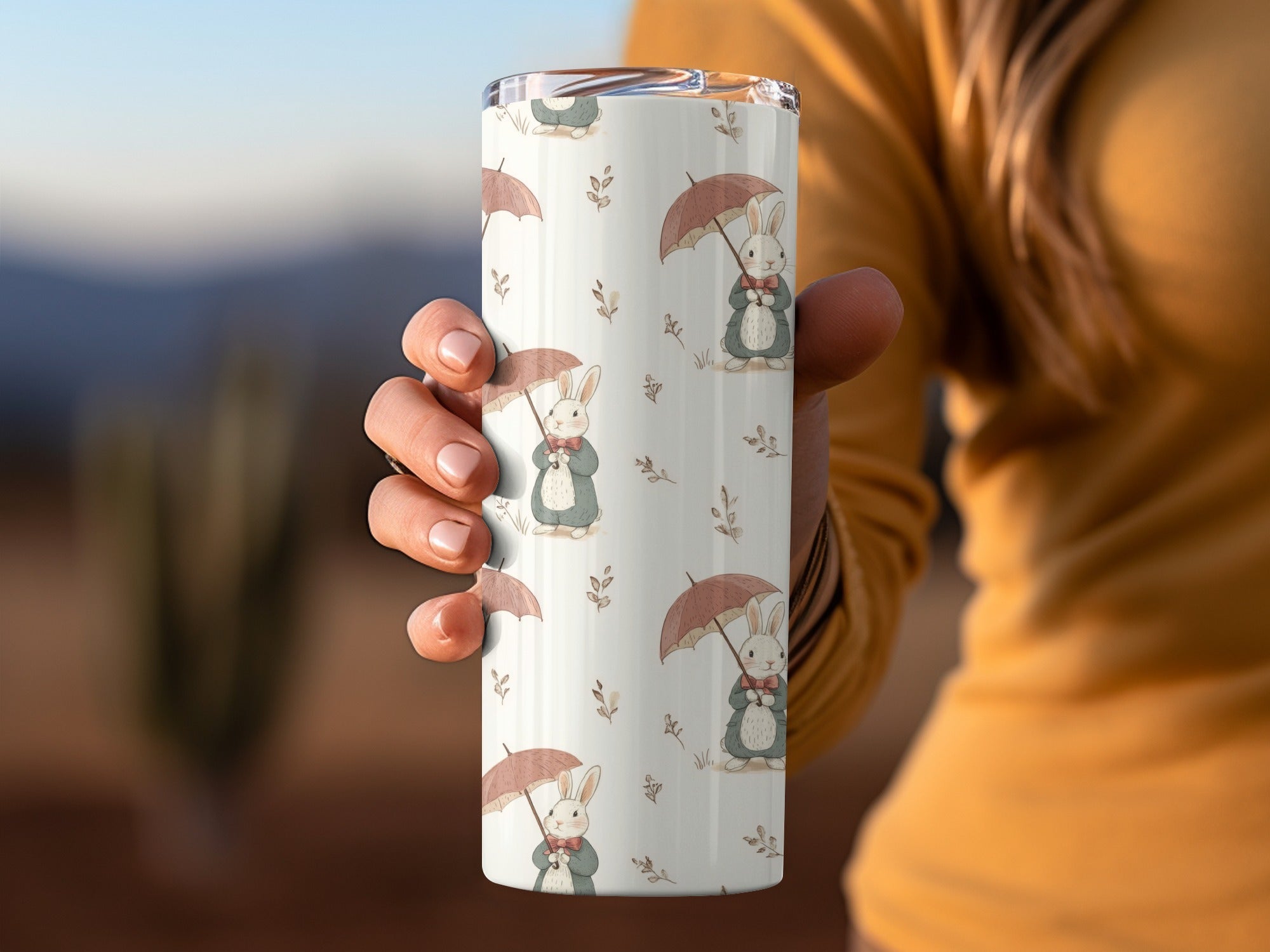 Rabbits with Umbrellas Adorable Bunnies with Umbrellas Seamless Pattern Design - Moore and Mountain