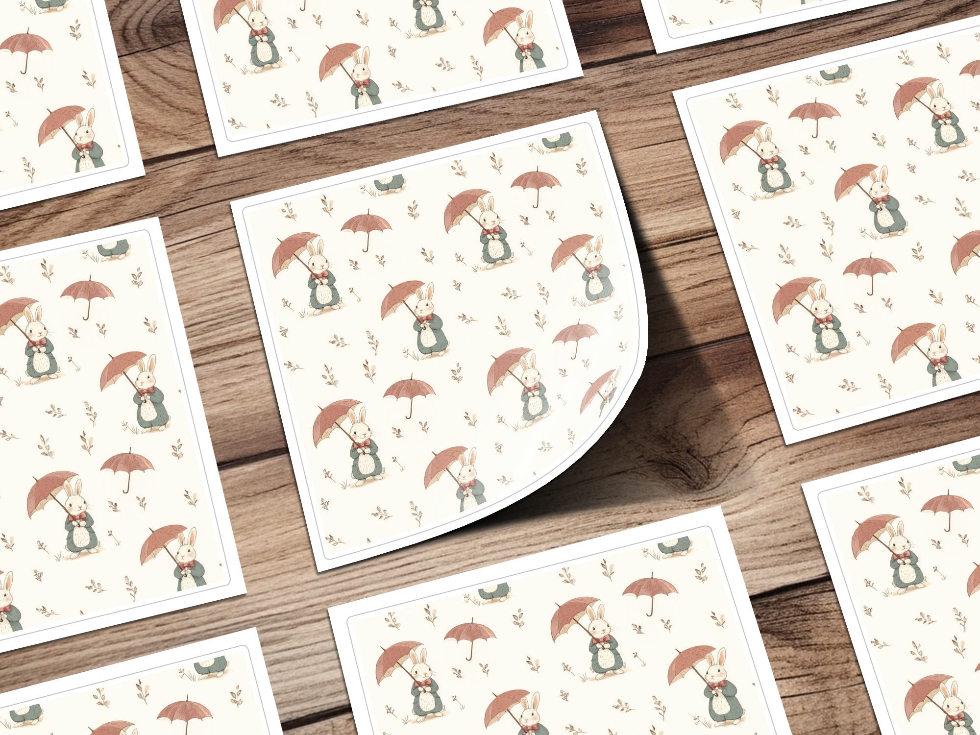 Rabbits with Umbrellas Adorable Bunnies with Umbrellas Seamless Pattern Design - Moore and Mountain