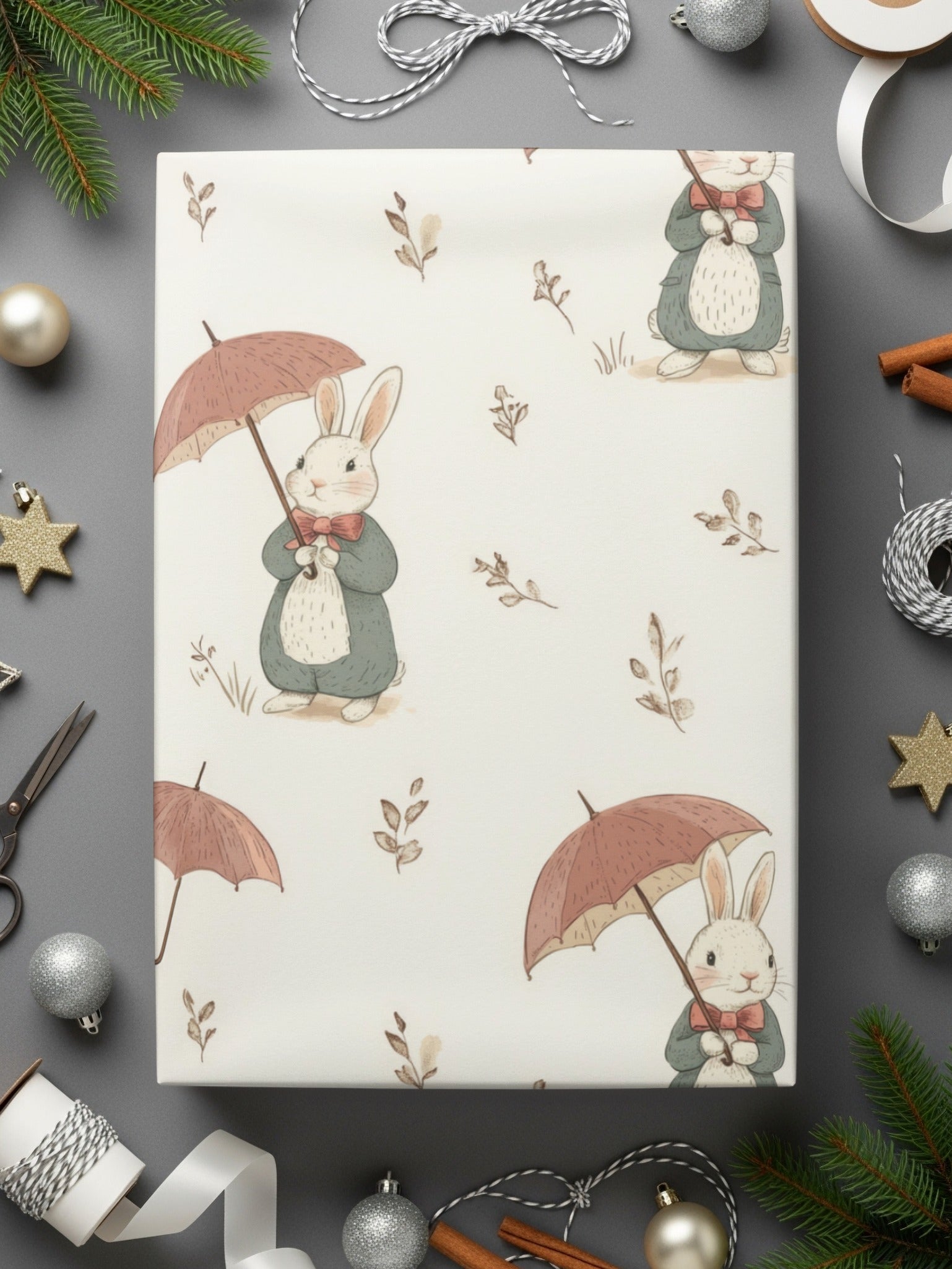 Rabbits with Umbrellas Adorable Bunnies with Umbrellas Seamless Pattern Design - Moore and Mountain