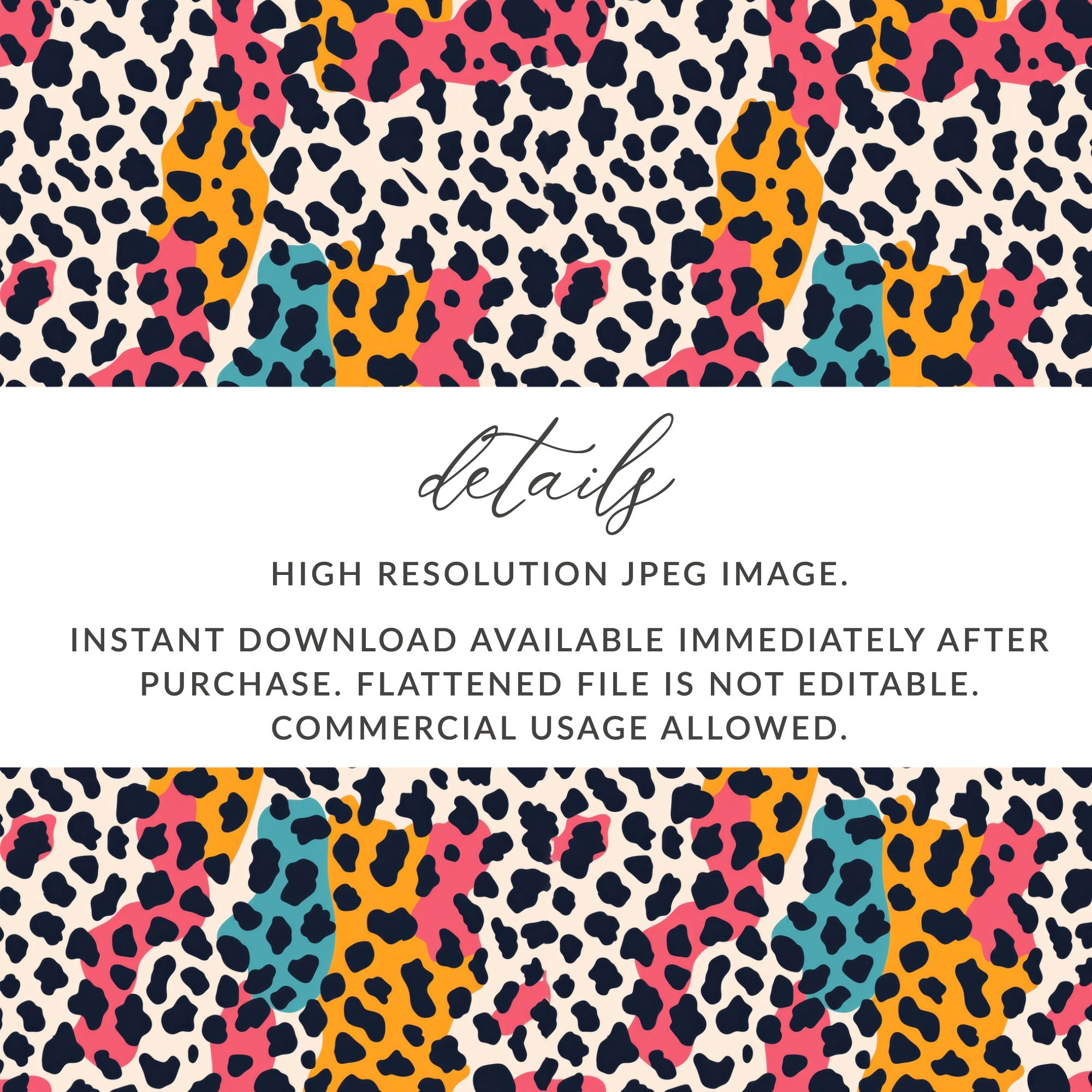 High Resolution Colorful Leopard Print Digital Download