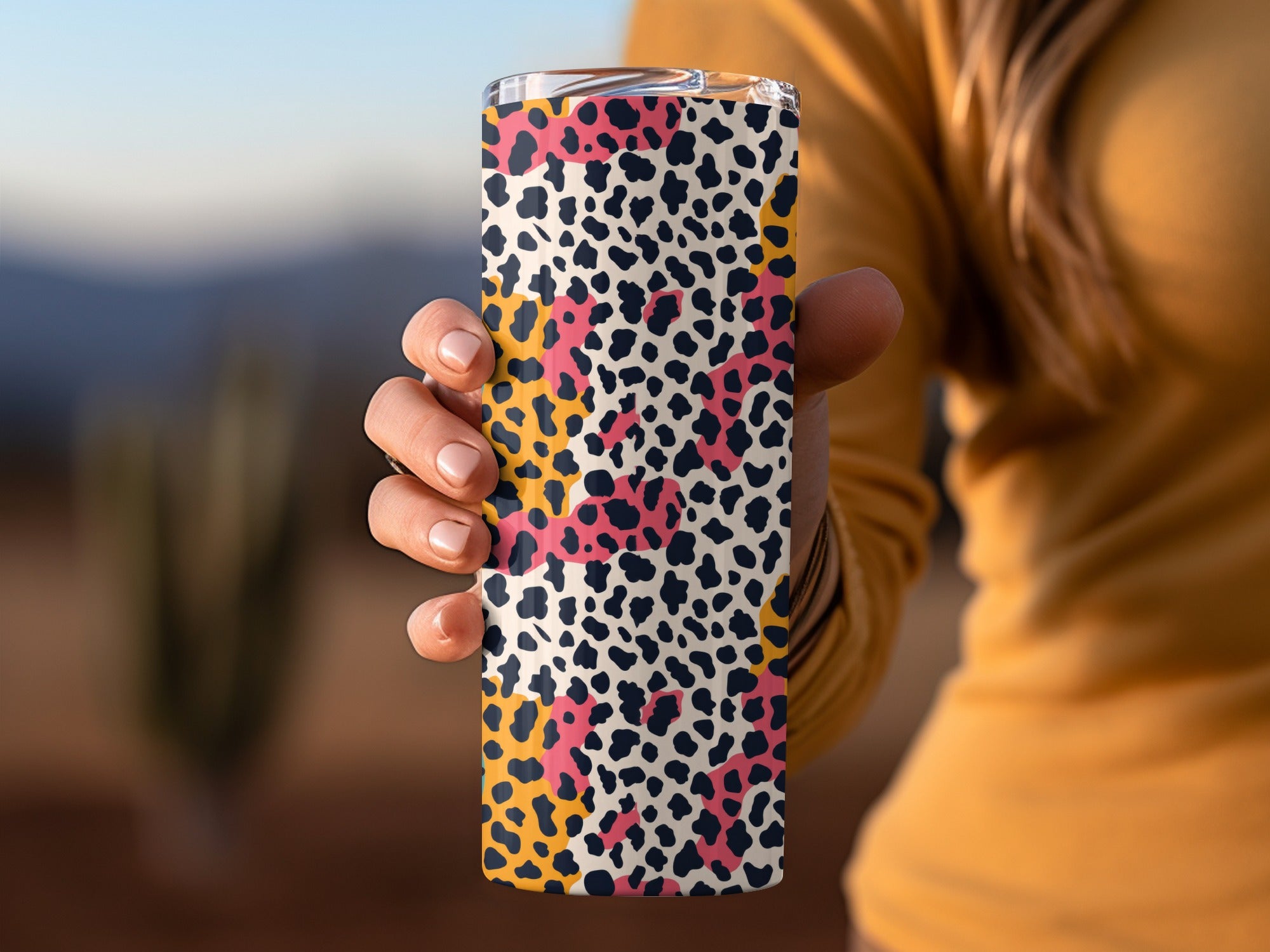 Colorful Leopard Print Travel Tumbler for On-the-Go