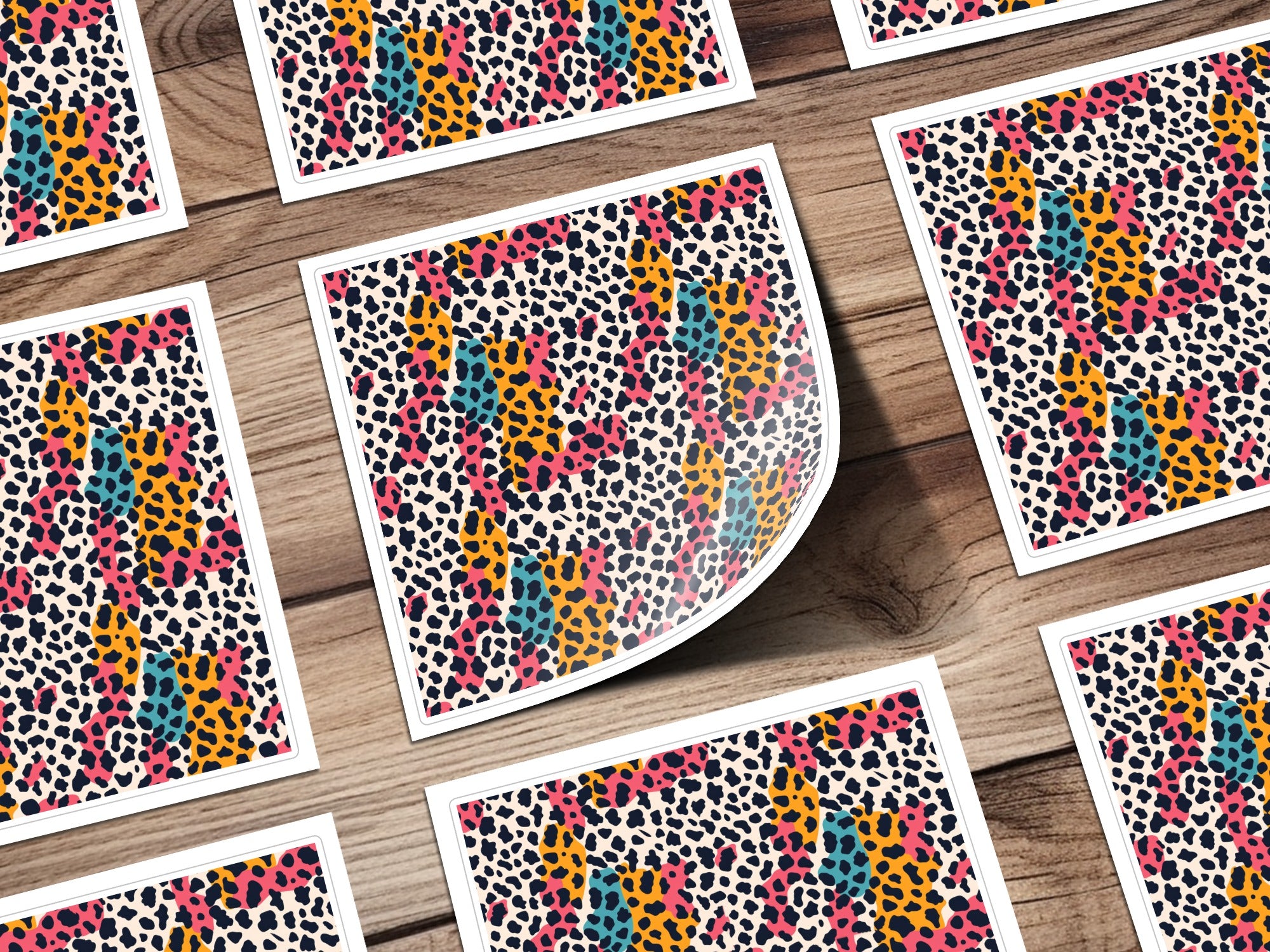 Vibrant Multicolor Leopard Spots Pattern Sticker Sheet