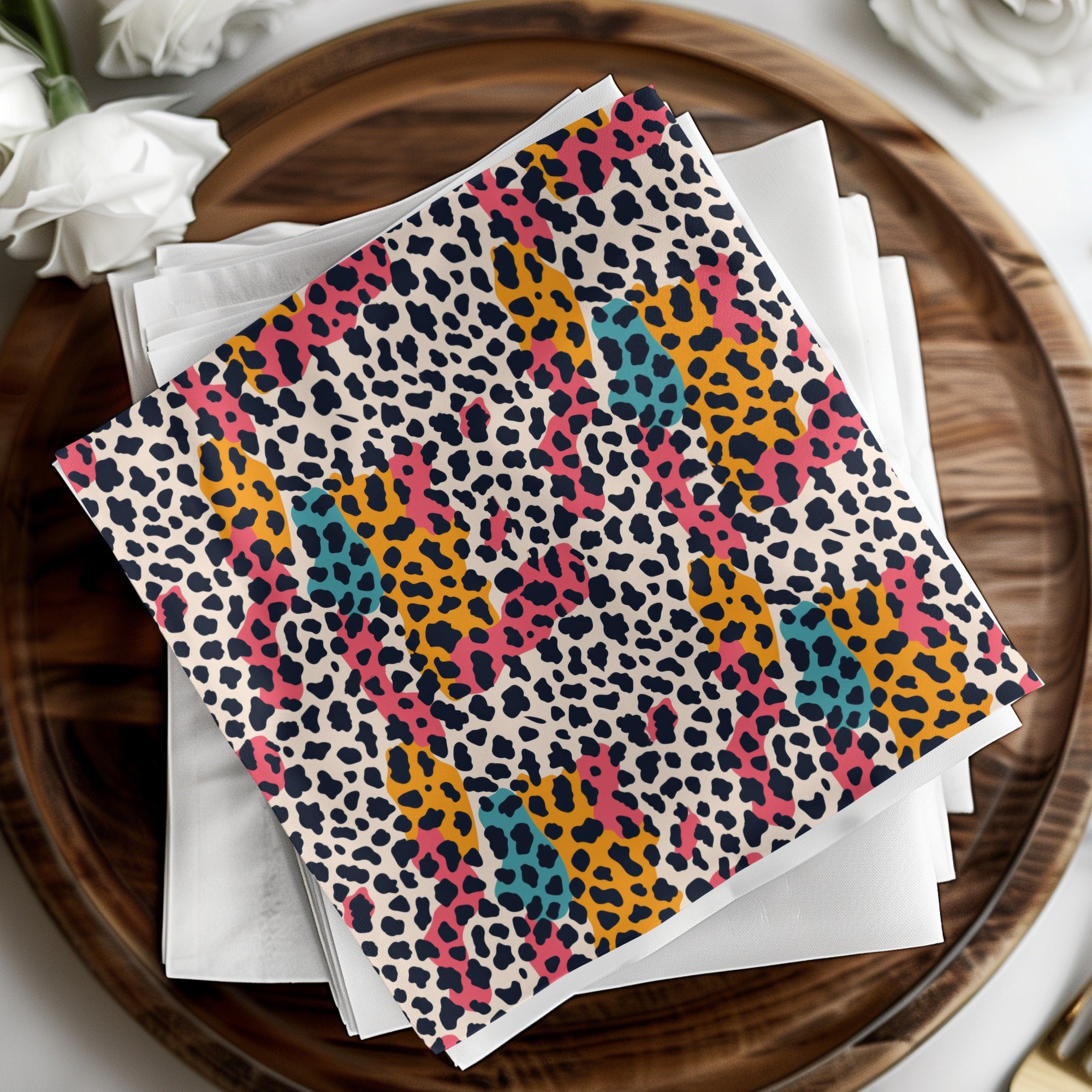 Colorful Leopard Print Pattern Napkin Set for Modern Decor