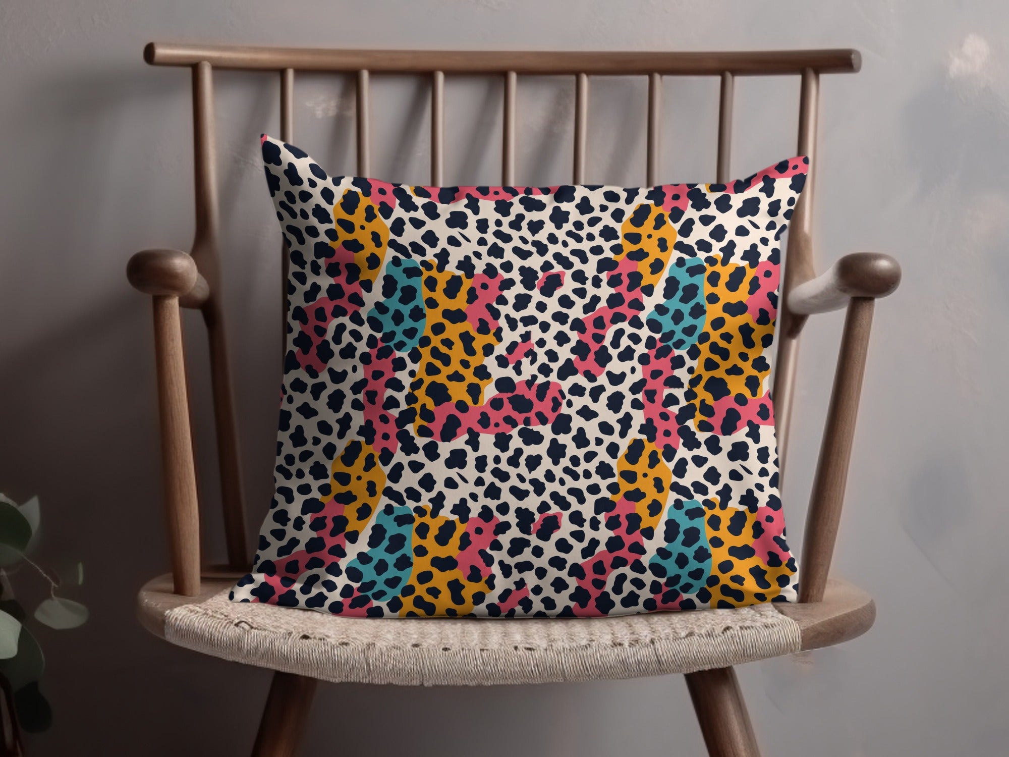 Bold Multicolor Leopard Print Throw Pillow Product