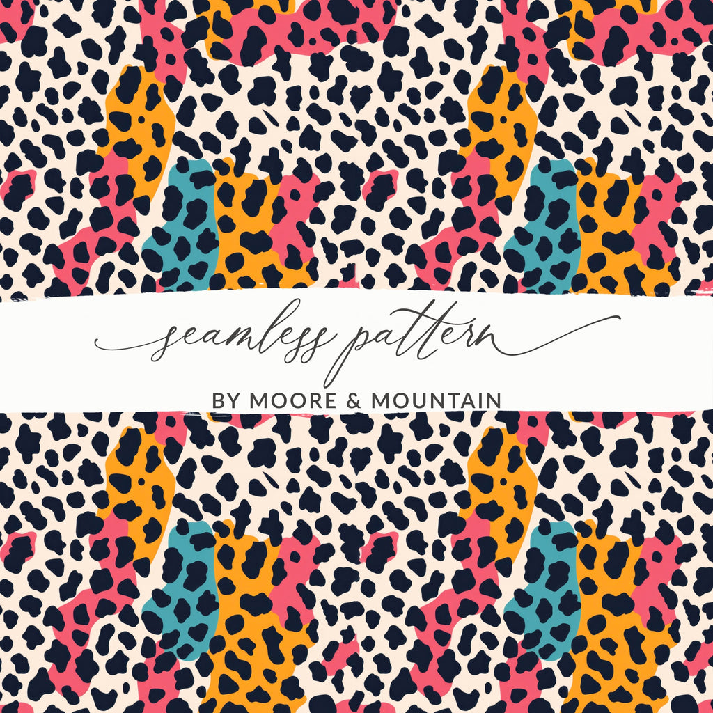 Vibrant Colorful Leopard Print Seamless Pattern Design