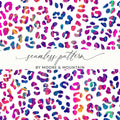 Rainbow Leopard Print Digital Paper, Seamless Animal Print Pattern, Bright Colorful Background, Digital Fabric Design Download - Moore and Mountain