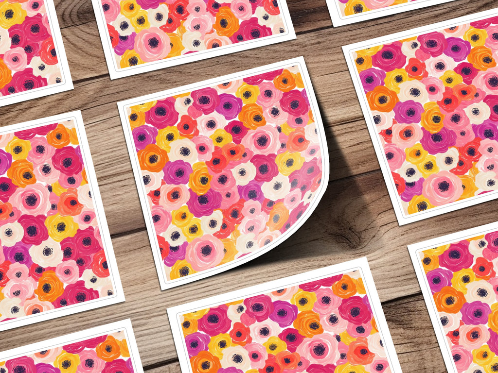 Colorful Floral Pattern Square Art Print Decor