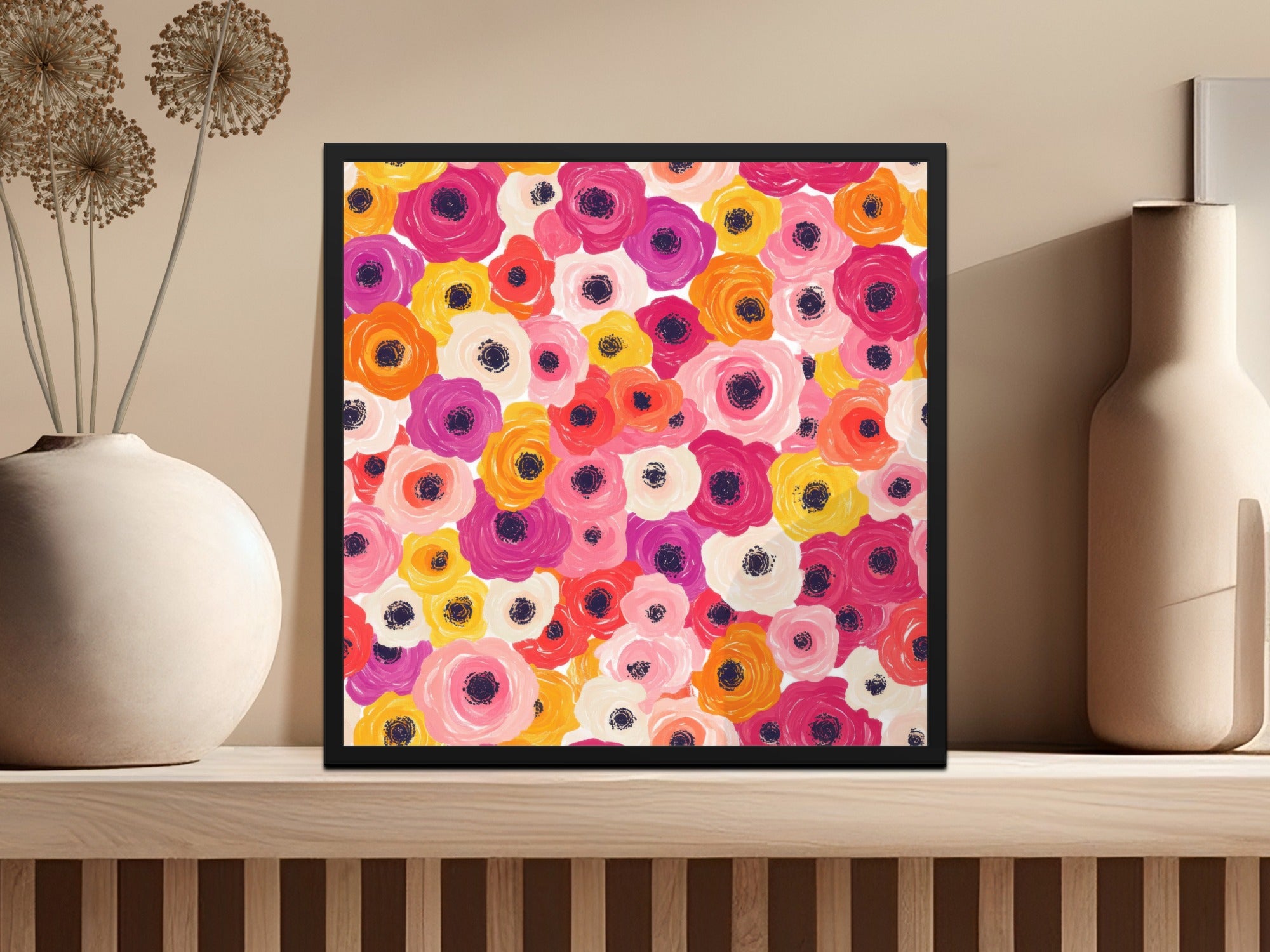 Vibrant Floral Pattern Art Print Brightens Any Room Decor