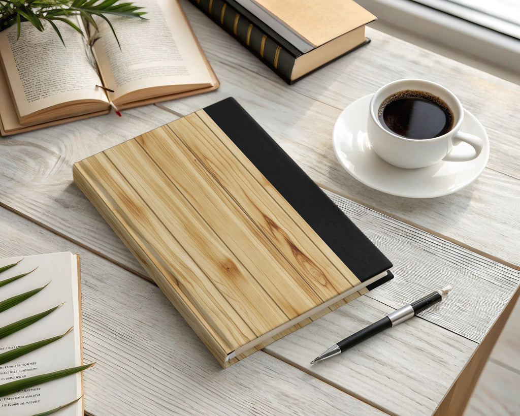 Elegant Wooden Cover Journal for Modern Office Use