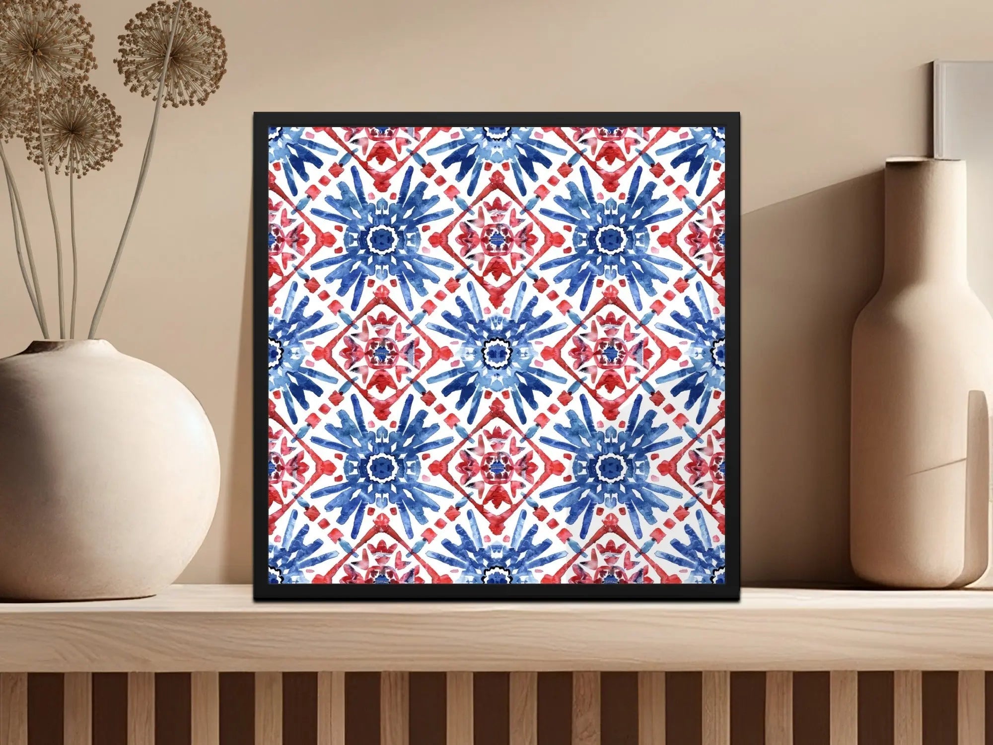 Red Blue Floral Pattern Digital Paper, Watercolor Seamless Pattern, Tileable Surface Design, Printable Paper, Fabric Design, Digital - Moore and Mountain
