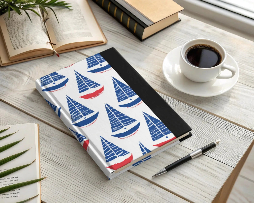 Red Blue Sailboat Digital Paper, Nautical Seamless Pattern, Coastal Theme JPEG Files, Scrapbooking Background, Fabric Design, Digital - Moore and Mountain