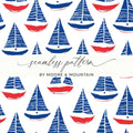 Red Blue Sailboat Digital Paper, Nautical Seamless Pattern, Coastal Theme JPEG Files, Scrapbooking Background, Fabric Design, Digital - Moore and Mountain