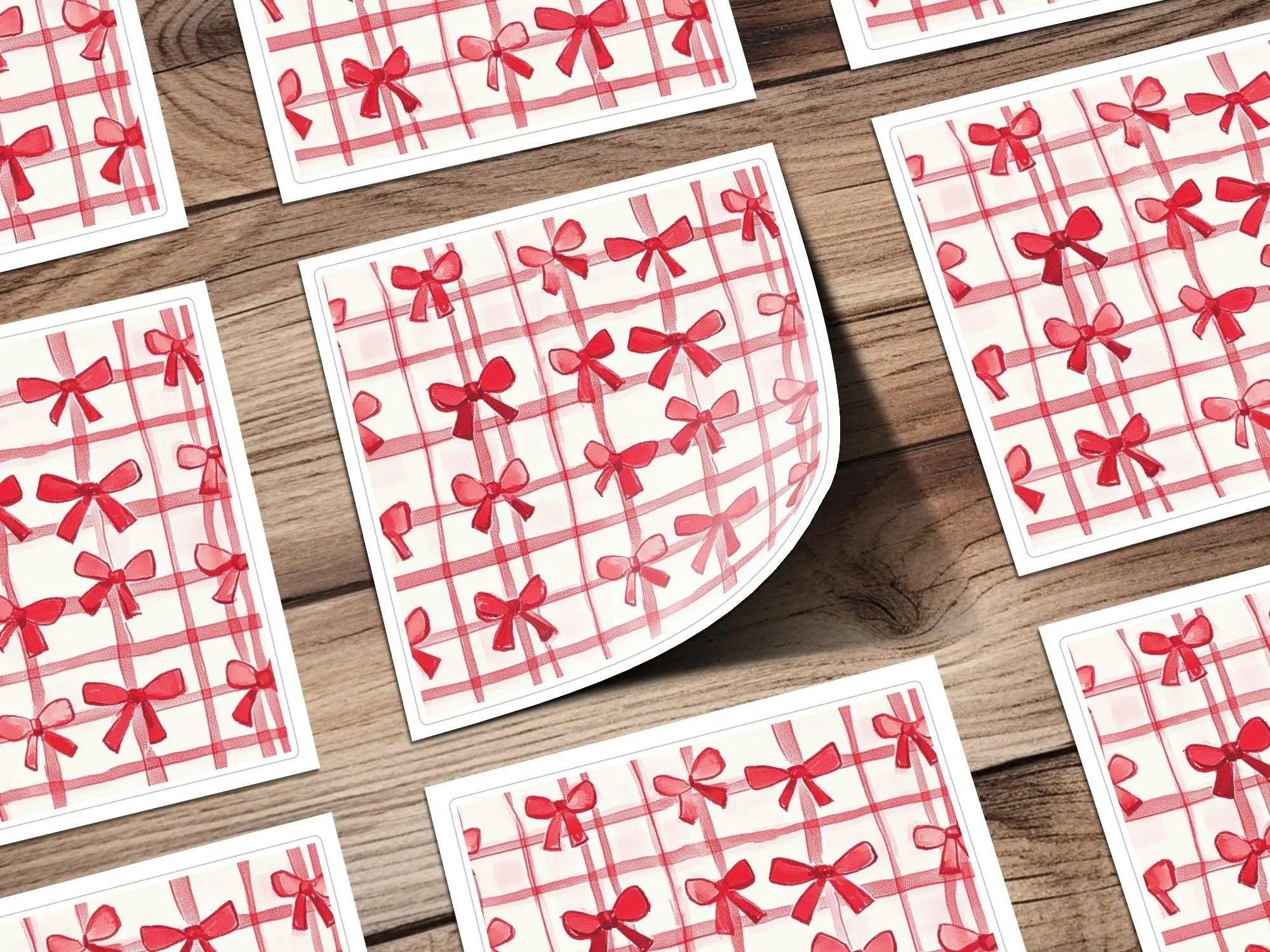 Red Bow Plaid Seamless Digital Paper, Festive Gift Wrap Pattern, Digital Download, Scrapbooking Paper, Christmas Design, Fabric Print - Moore and Mountain