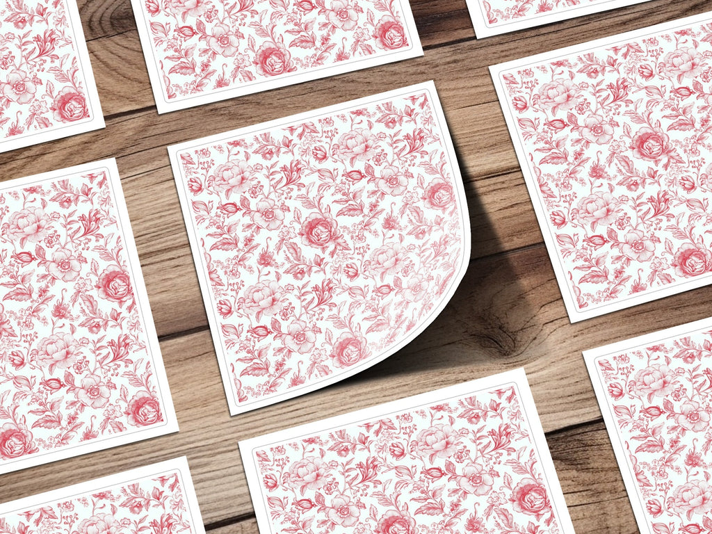 Red Chinoiserie Seamless Rose Pattern, French Toile Blooming Flowers Repeat Pattern Artwork Decoration Digital - Moore and Mountain
