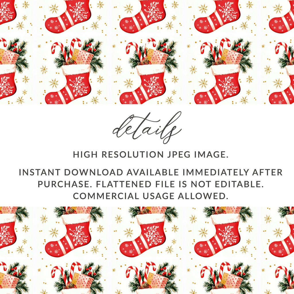 Red Christmas Stocking Digital Paper, Holiday Pattern, Gift Wrap, Scrapbooking, Winter Print, Festive Design, Christmas Decor - Moore and Mountain