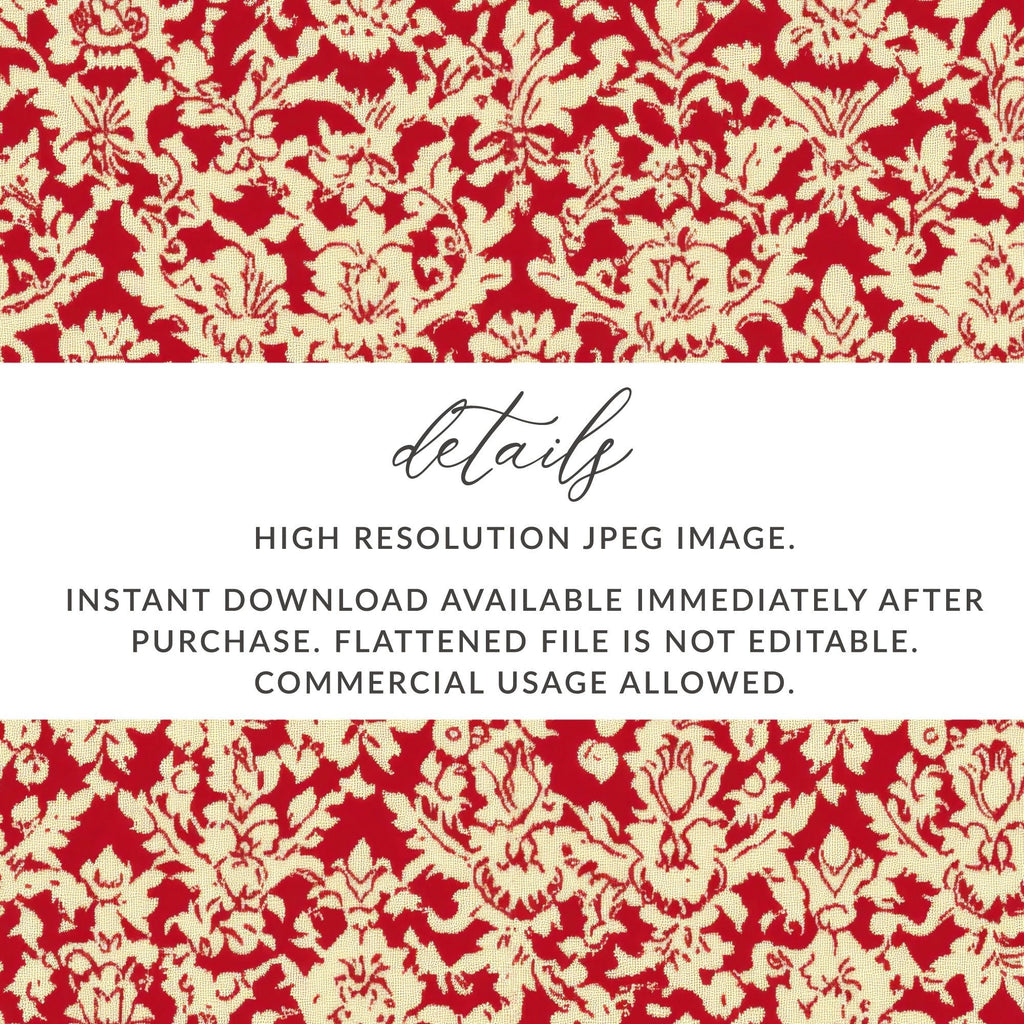 Red Damask Digital Paper, Floral Pattern, Seamless Texture, Scrapbook Paper, Fabric Design, Printable Background, Digital Download - Moore and Mountain