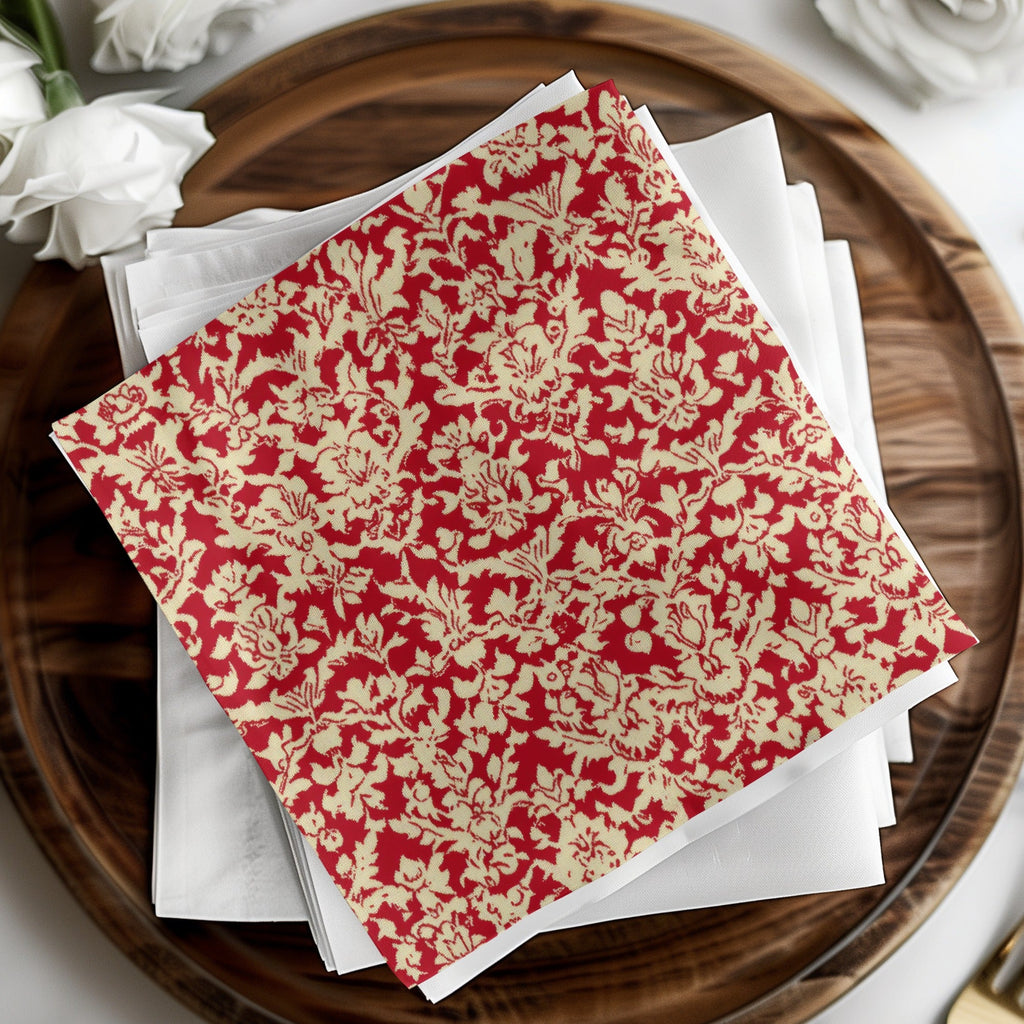 Red Damask Digital Paper, Floral Pattern, Seamless Texture, Scrapbook Paper, Fabric Design, Printable Background, Digital Download - Moore and Mountain