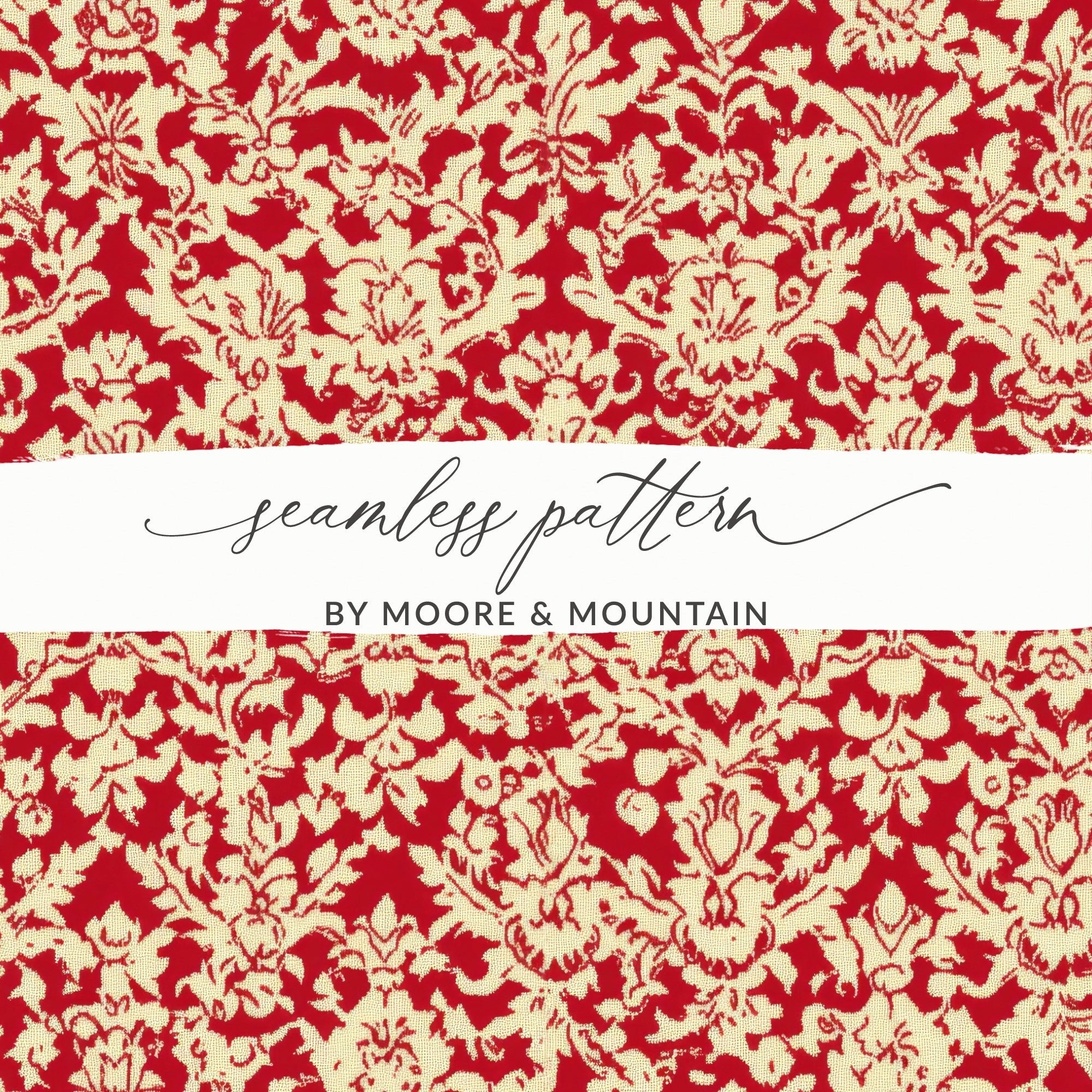 Red Damask Digital Paper, Floral Pattern, Seamless Texture, Scrapbook Paper, Fabric Design, Printable Background, Digital Download - Moore and Mountain