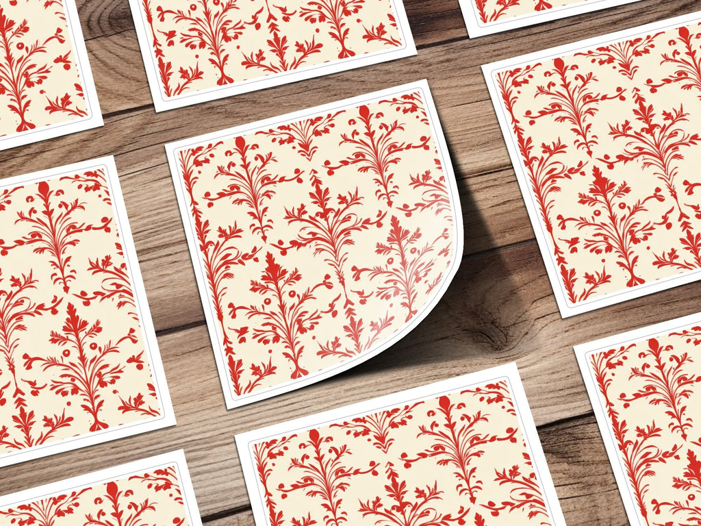 Red Damask Digital Paper, Seamless Pattern, Printable Scrapbook Paper, Vintage Style Texture, Digital Download, Commercial Use - Moore and Mountain