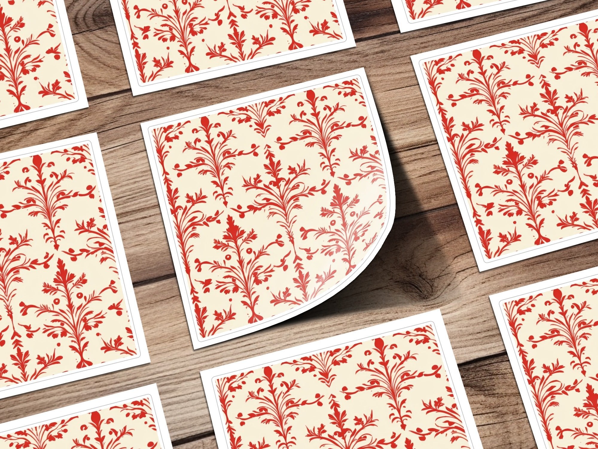 Red Damask Digital Paper, Seamless Pattern, Printable Scrapbook Paper, Vintage Style Texture, Digital Download, Commercial Use - Moore and Mountain