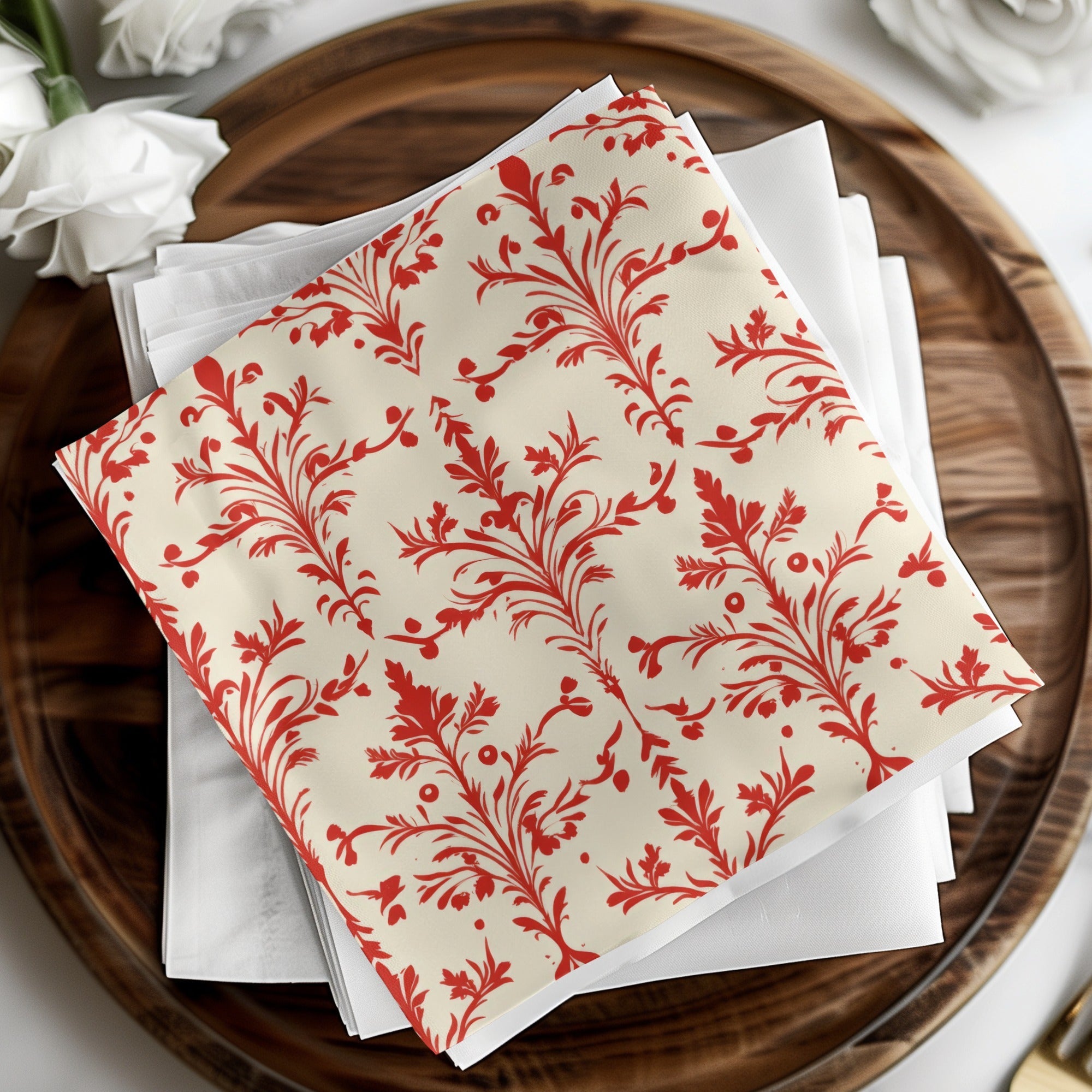 Red Damask Digital Paper, Seamless Pattern, Printable Scrapbook Paper, Vintage Style Texture, Digital Download, Commercial Use - Moore and Mountain