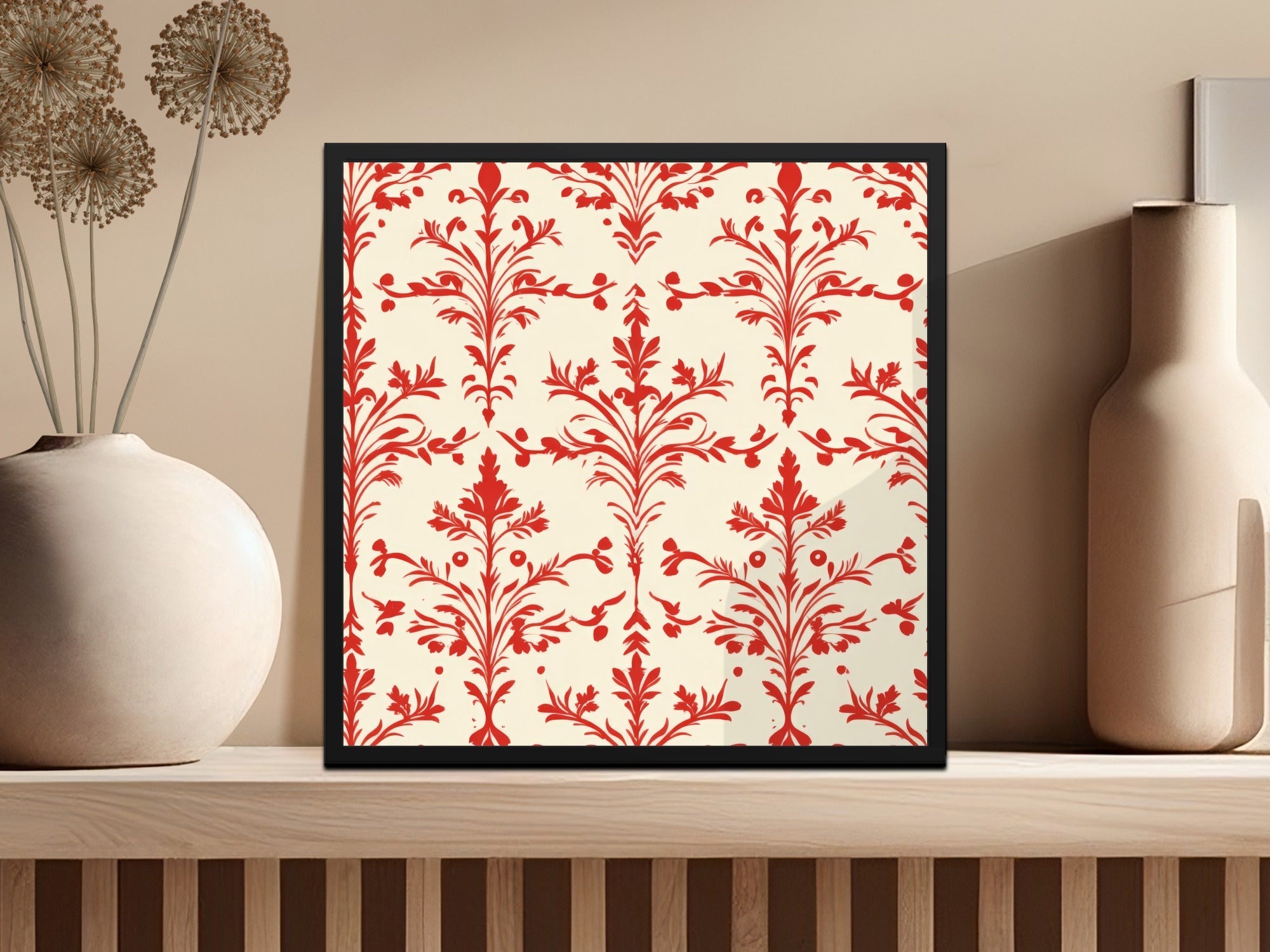 Red Damask Digital Paper, Seamless Pattern, Printable Scrapbook Paper, Vintage Style Texture, Digital Download, Commercial Use - Moore and Mountain