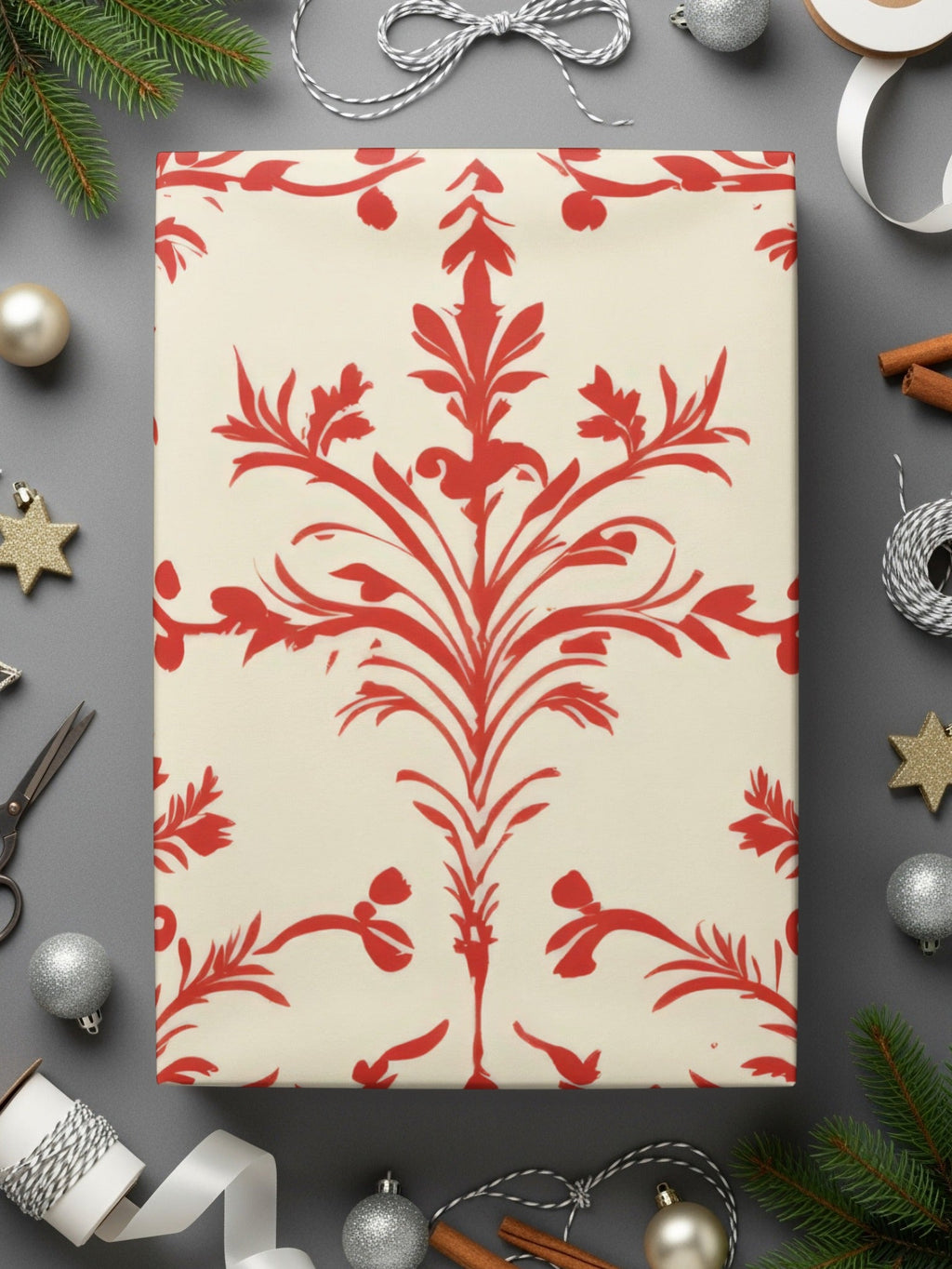 Red Damask Digital Paper, Seamless Pattern, Printable Scrapbook Paper, Vintage Style Texture, Digital Download, Commercial Use - Moore and Mountain
