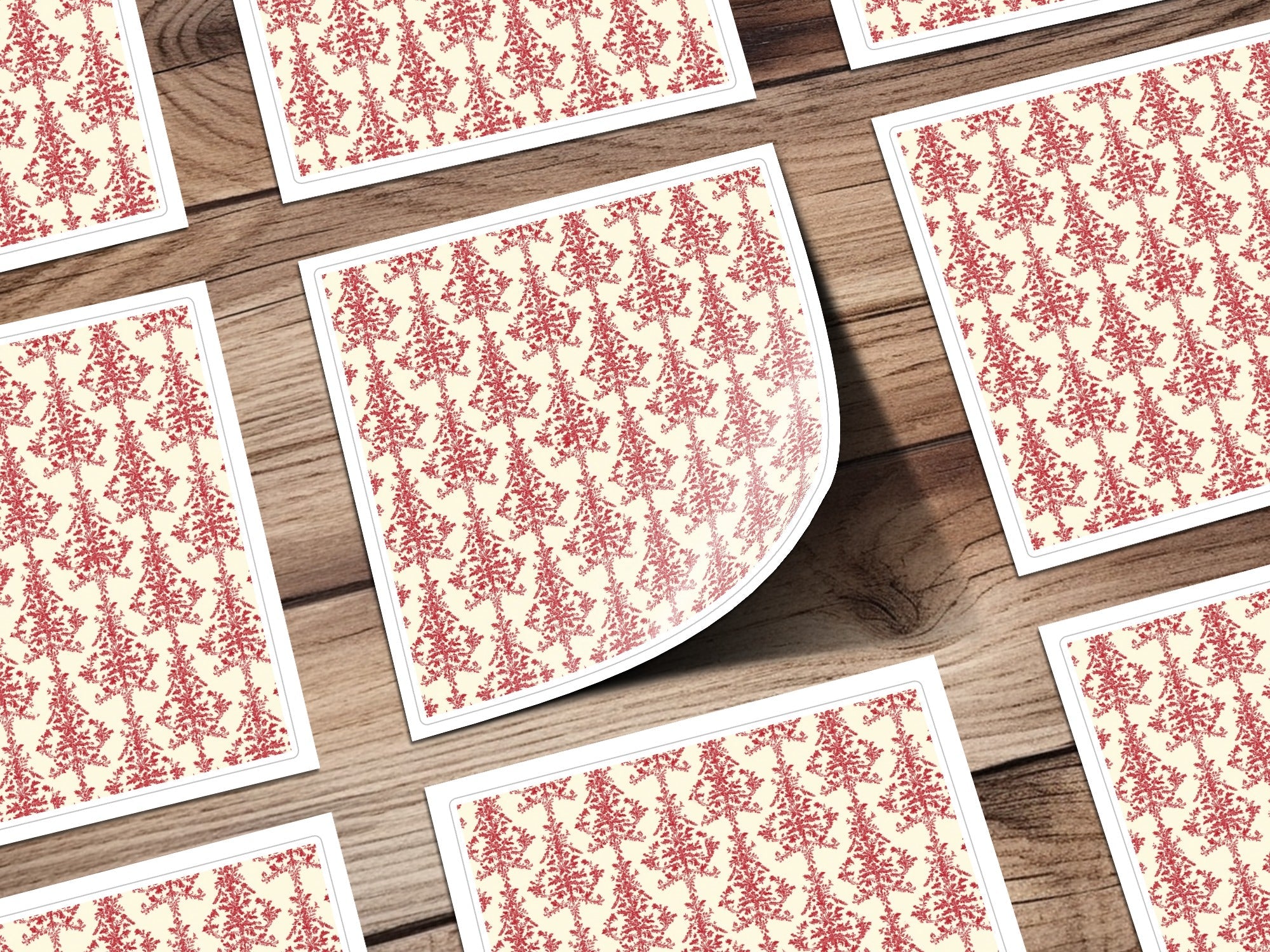 Red Floral Damask Pattern, Digital Paper, Seamless Design, Printable Fabric, Scrapbooking Paper, 12x12 JPEG, Commercial Use - Moore and Mountain