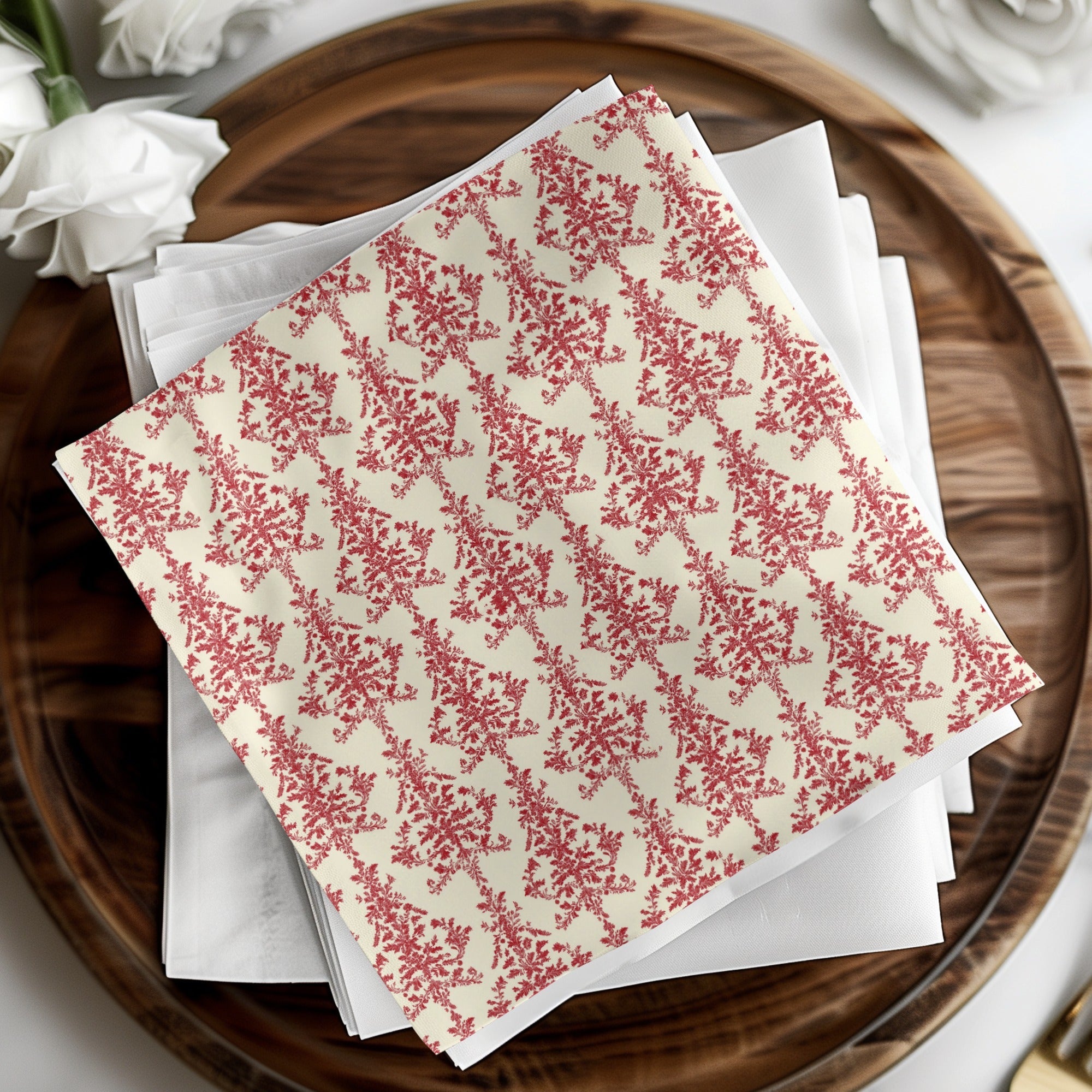 Red Floral Damask Pattern, Digital Paper, Seamless Design, Printable Fabric, Scrapbooking Paper, 12x12 JPEG, Commercial Use - Moore and Mountain
