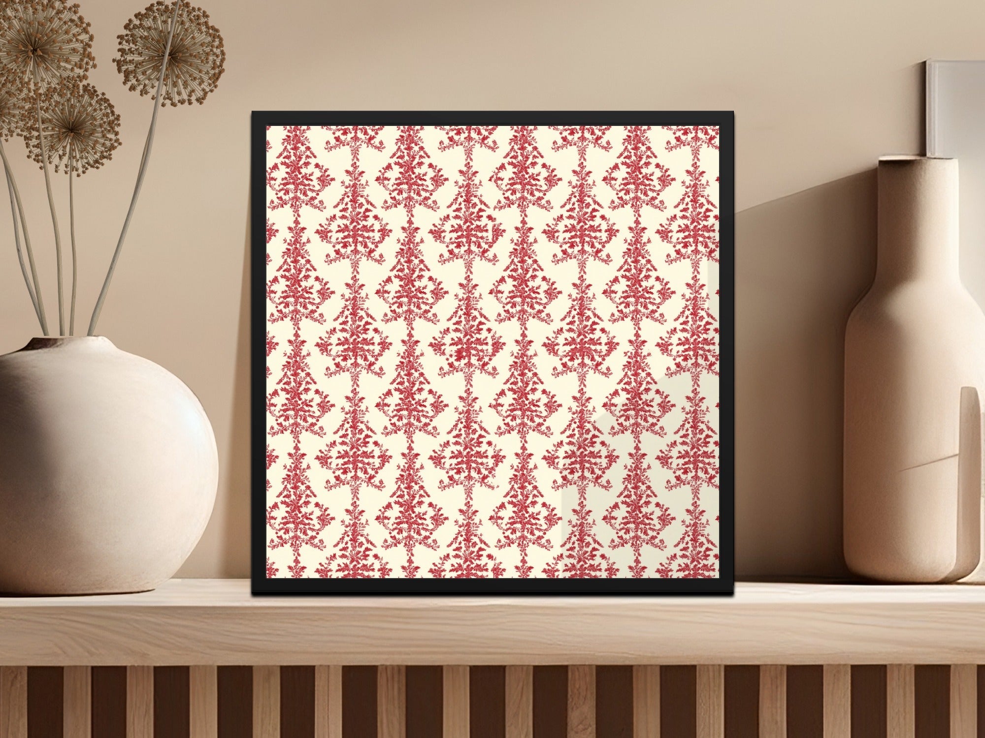 Red Floral Damask Pattern, Digital Paper, Seamless Design, Printable Fabric, Scrapbooking Paper, 12x12 JPEG, Commercial Use - Moore and Mountain
