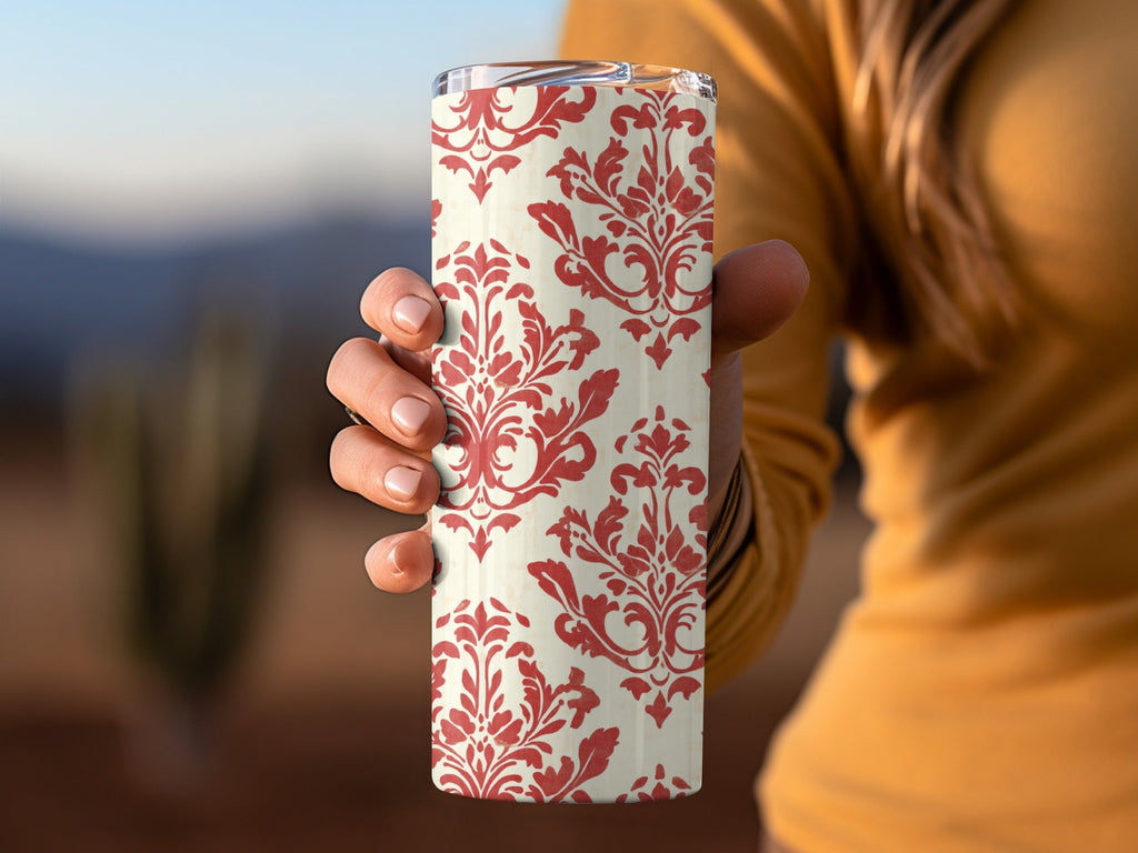 Red Floral Damask Vintage Pattern Design for Background Digital - Moore and Mountain