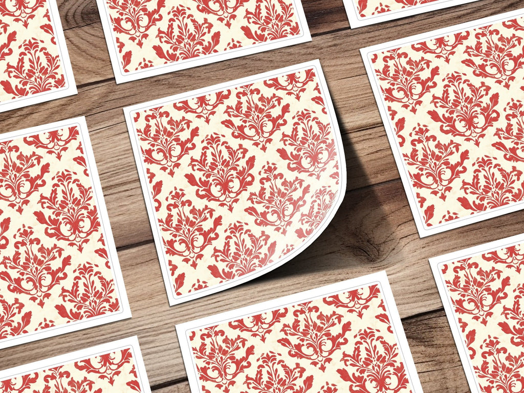 Red Floral Damask Vintage Pattern Design for Background Digital - Moore and Mountain