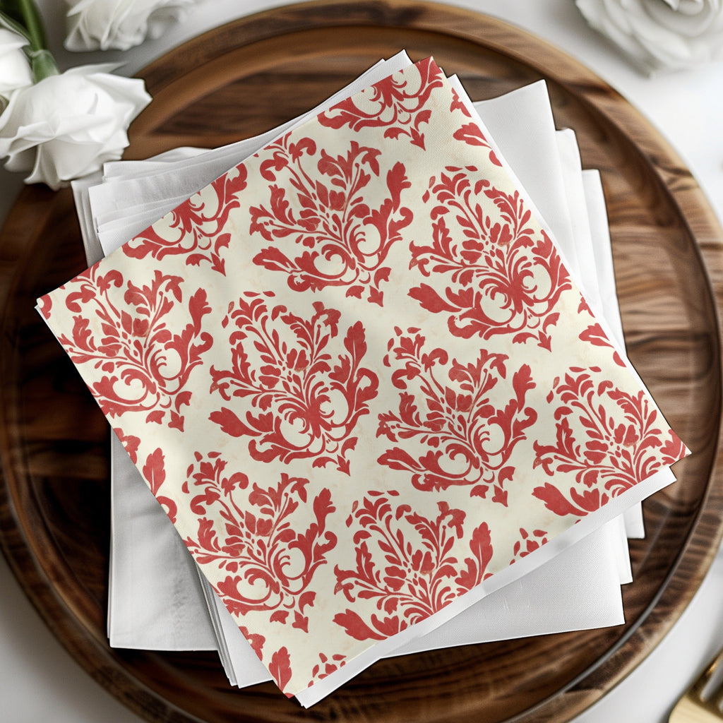 Red Floral Damask Vintage Pattern Design for Background Digital - Moore and Mountain