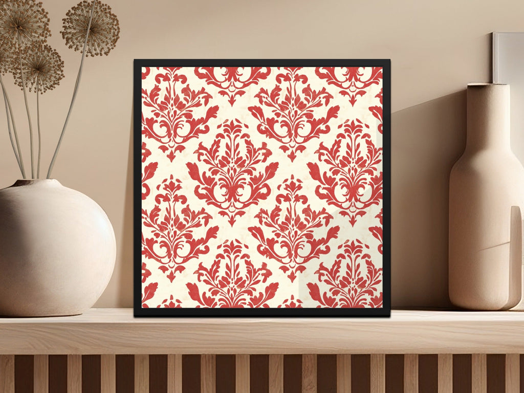 Red Floral Damask Vintage Pattern Design for Background Digital - Moore and Mountain