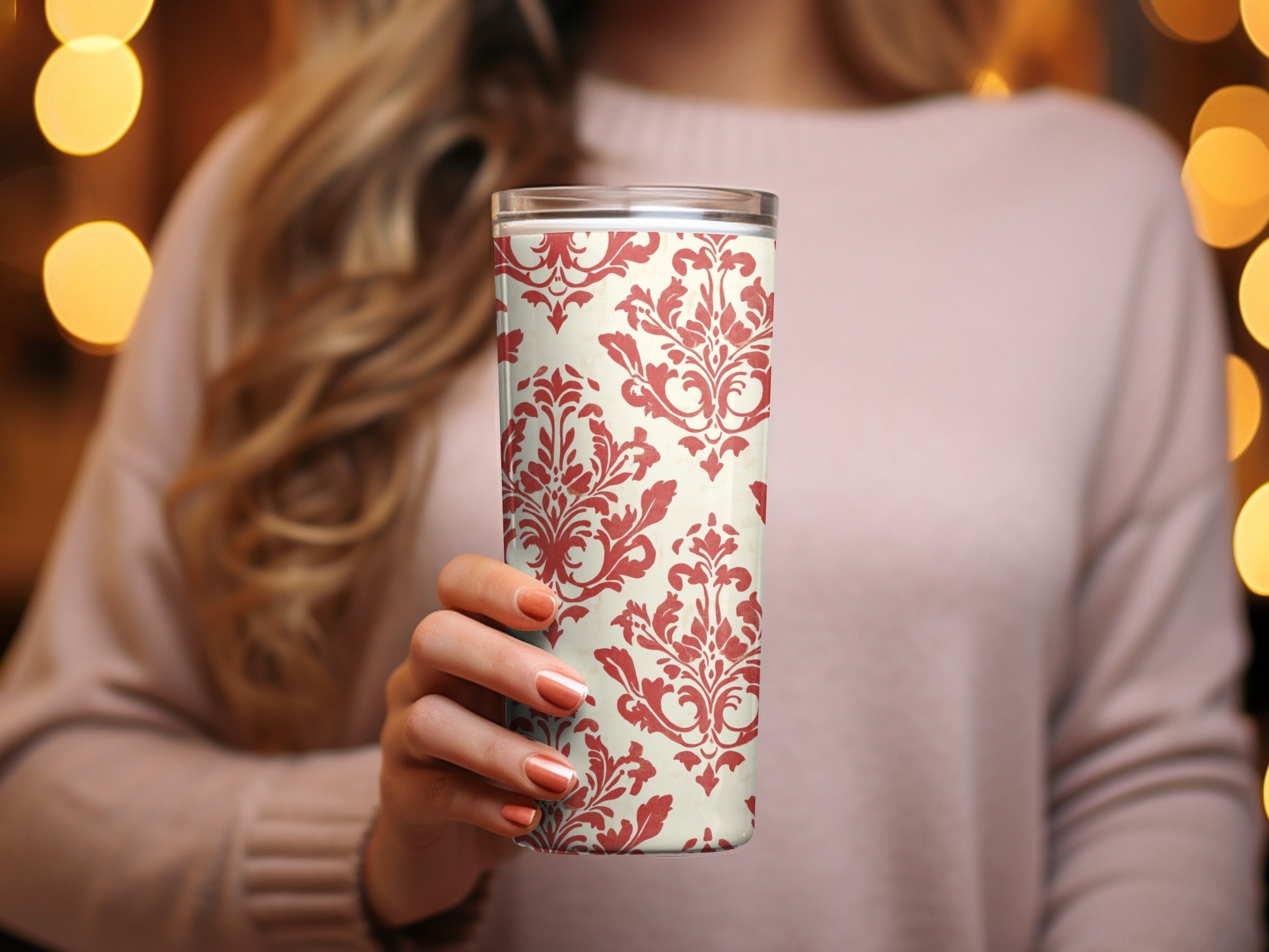 Red Floral Damask Vintage Pattern Design for Background Digital - Moore and Mountain