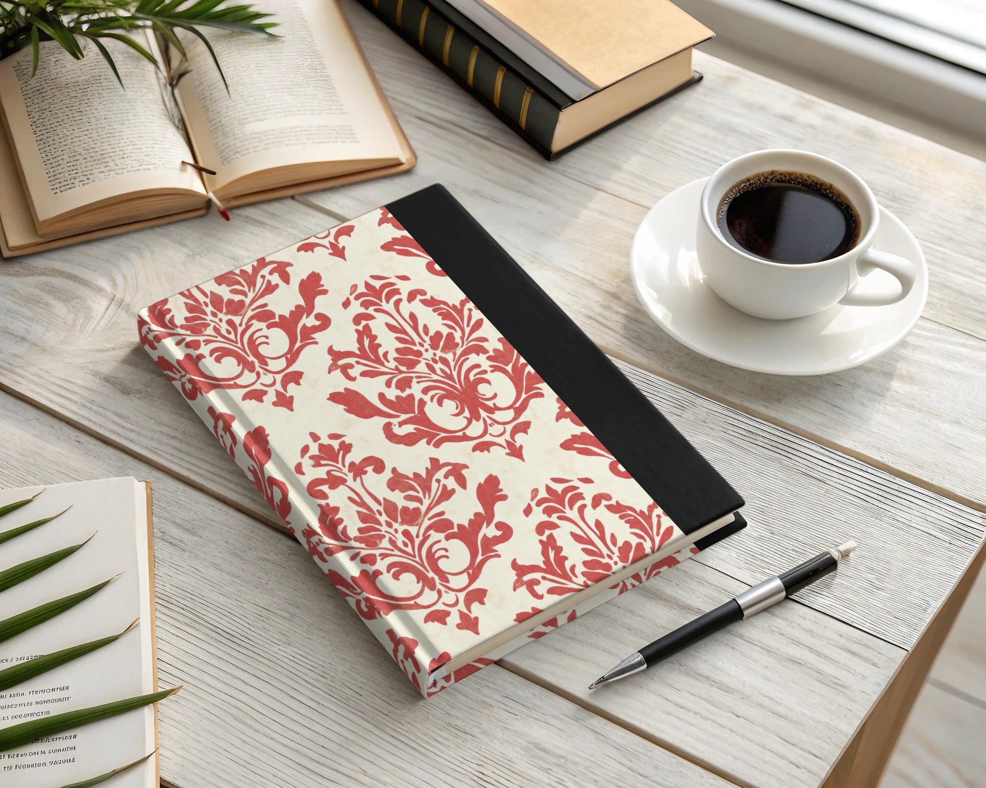 Red Floral Damask Vintage Pattern Design for Background Digital - Moore and Mountain
