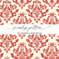 Red Floral Damask Vintage Pattern Design for Background Digital - Moore and Mountain
