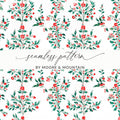 Red Floral Digital Paper, Seamless Botanical Pattern, Watercolor Flowers Background, Scrapbooking Paper, Fabric Design, Digital Download - Moore and Mountain