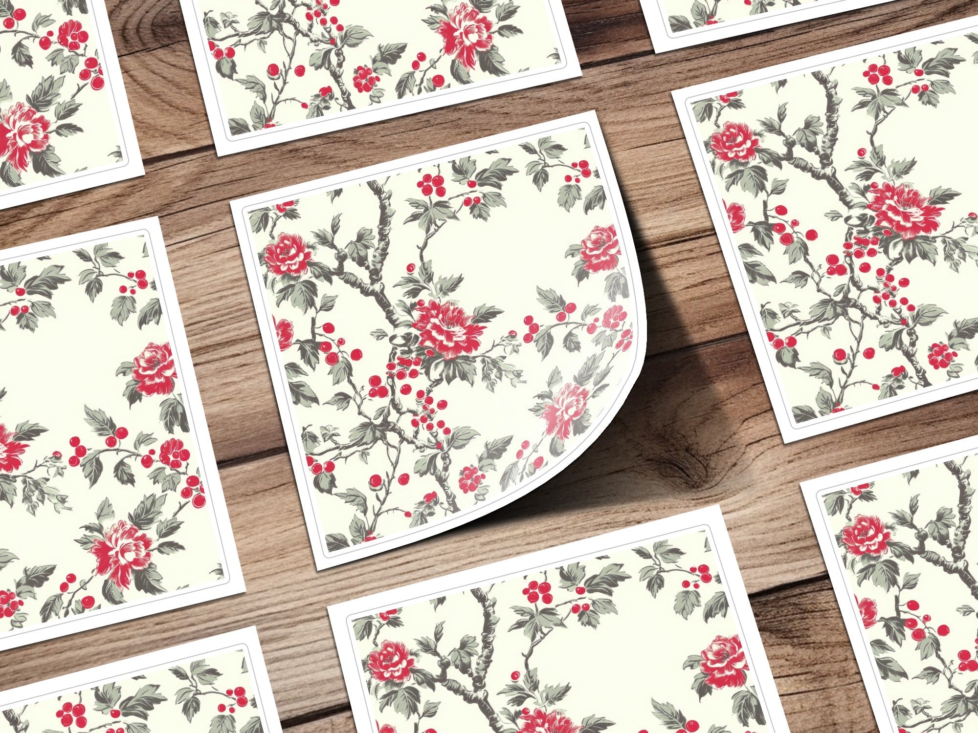 Red Floral Digital Paper, Seamless Pattern Design, Flower Printable Fabric, Trendy Background, Digital Download, Scrapbooking Supply - Moore and Mountain