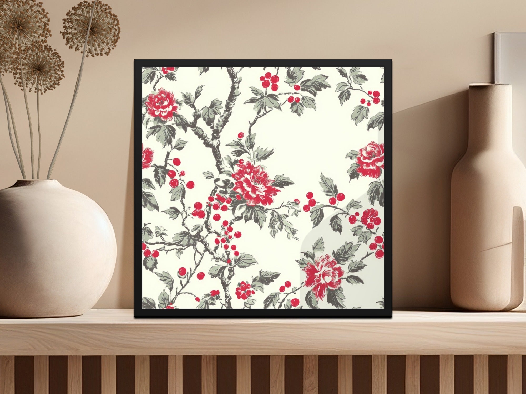 Red Floral Digital Paper, Seamless Pattern Design, Flower Printable Fabric, Trendy Background, Digital Download, Scrapbooking Supply - Moore and Mountain