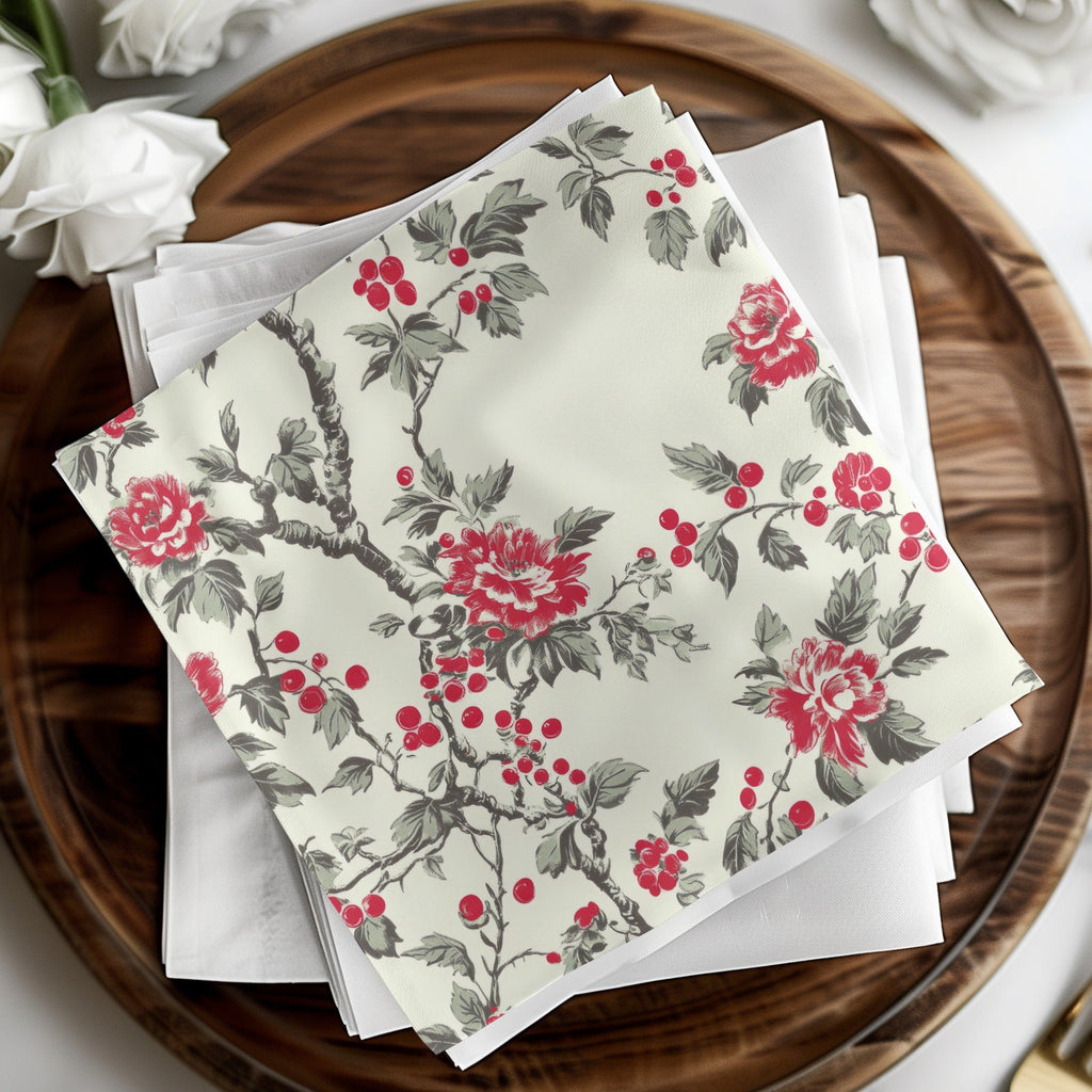 Red Floral Digital Paper, Seamless Pattern Design, Flower Printable Fabric, Trendy Background, Digital Download, Scrapbooking Supply - Moore and Mountain