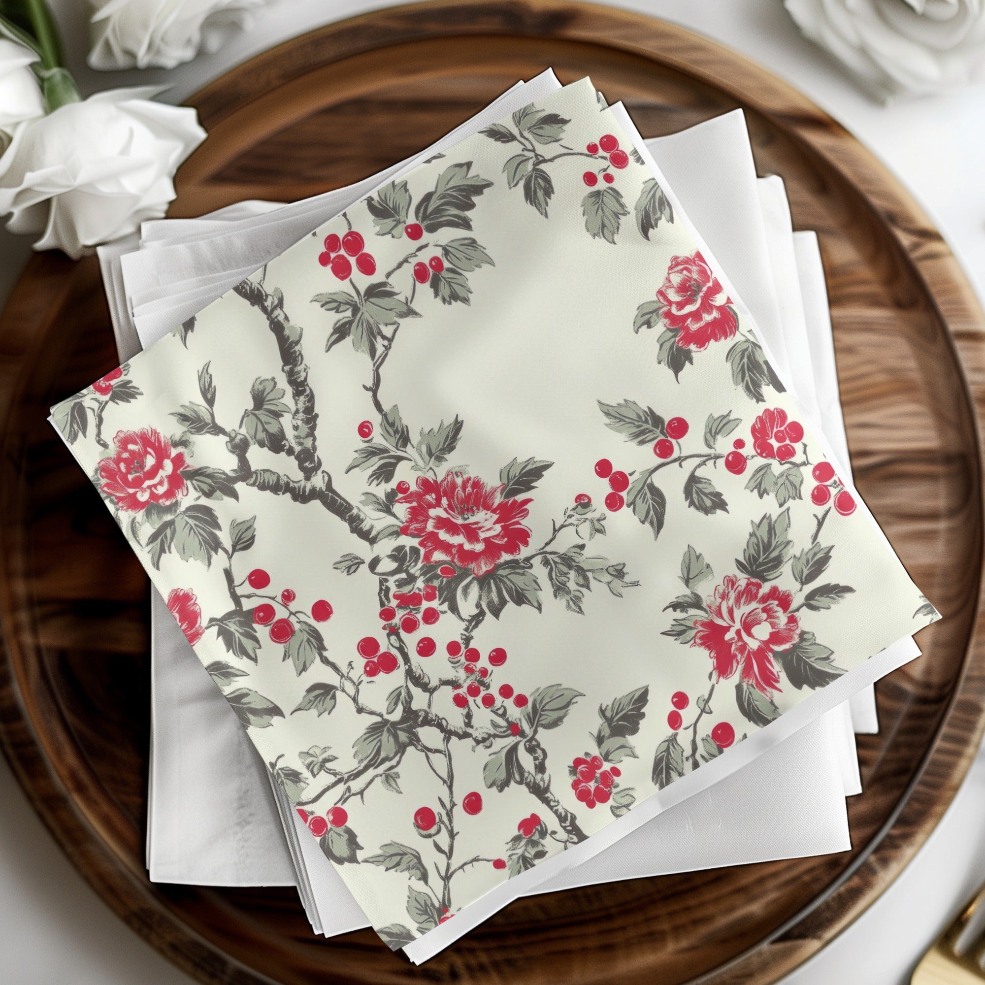 Red Floral Digital Paper, Seamless Pattern Design, Flower Printable Fabric, Trendy Background, Digital Download, Scrapbooking Supply - Moore and Mountain
